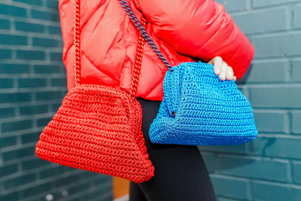 Maria La Rosa - Mini Game Clutch Crochet Metallic - Red - Image 2