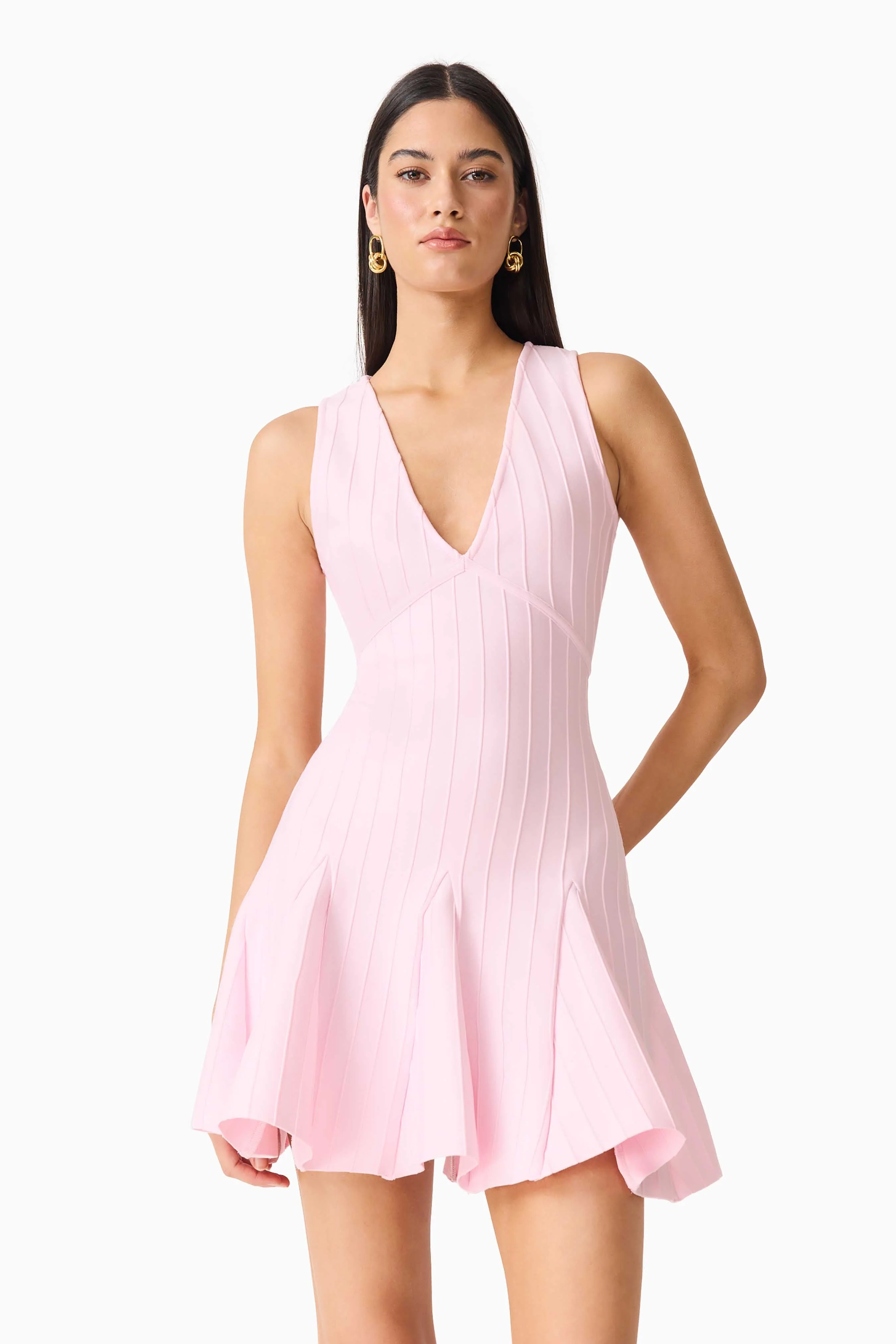 Elliatt - Marla V-Neck Mini Dress - Pink - Image 4