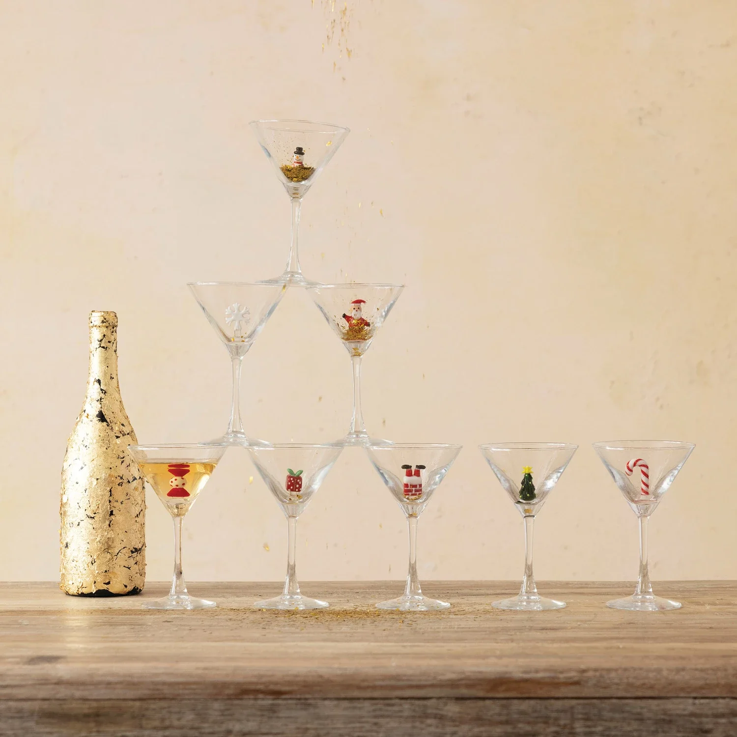 Martini Glass w/ Hand-Blown Holiday Figure - Image 2
