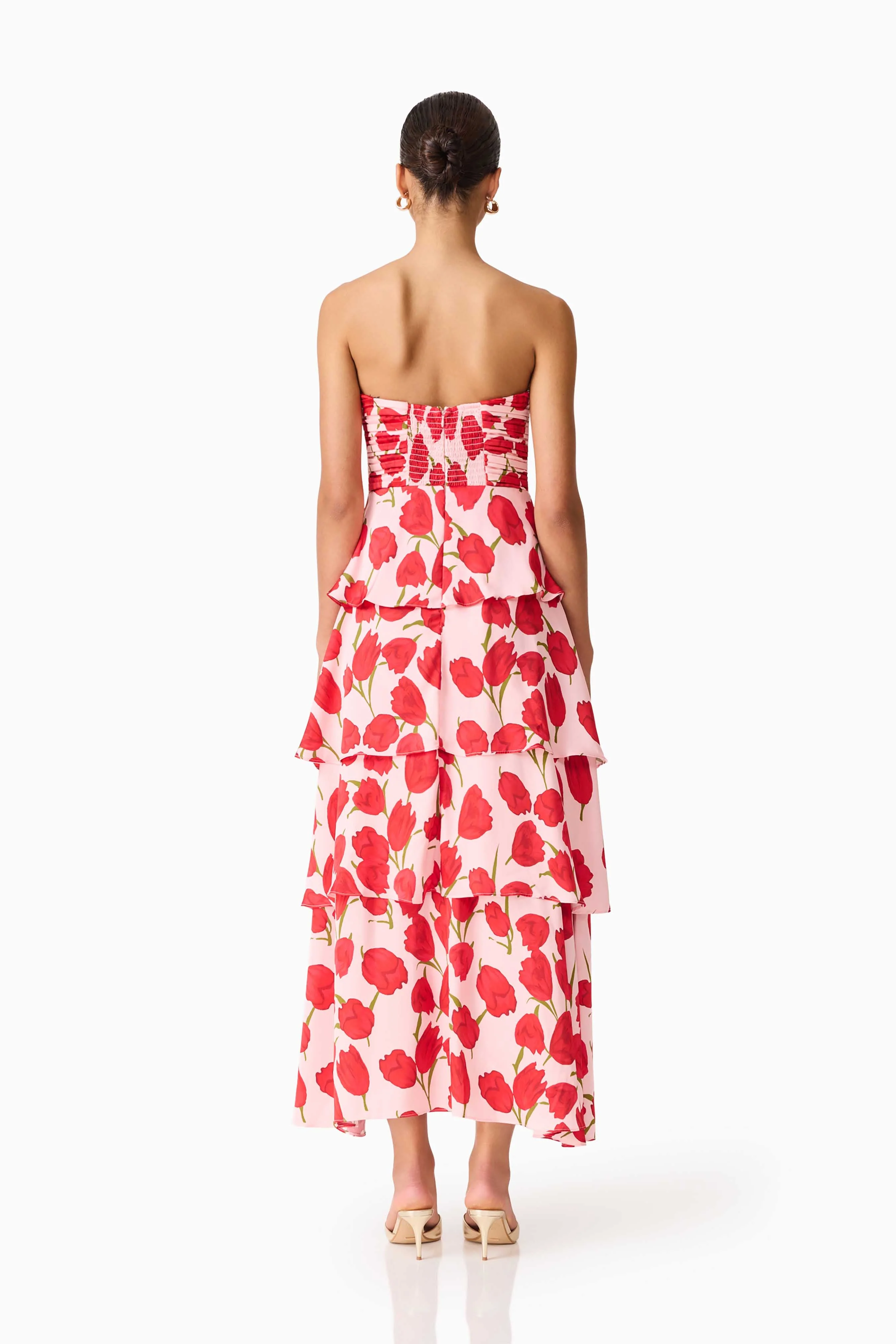 Elliatt - Melia Tiered Gown - Pink & Red Floral - Image 5