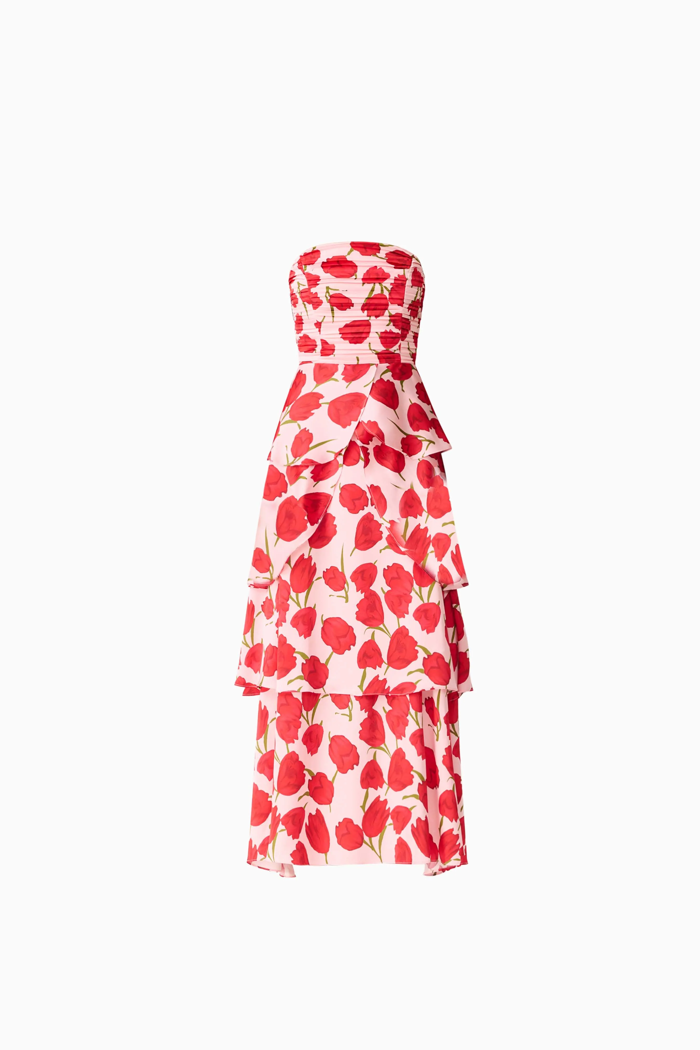 Elliatt - Melia Tiered Gown - Pink & Red Floral - Image 9