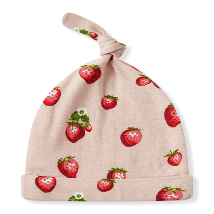 Milkbarn - Organic Cotton Newborn Gown & Hat Set - Strawberry - Image 3