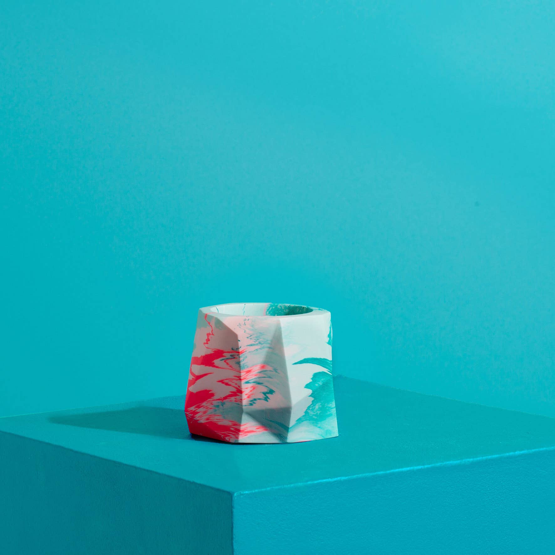 Small Geometrical Pot - Mint & Teal