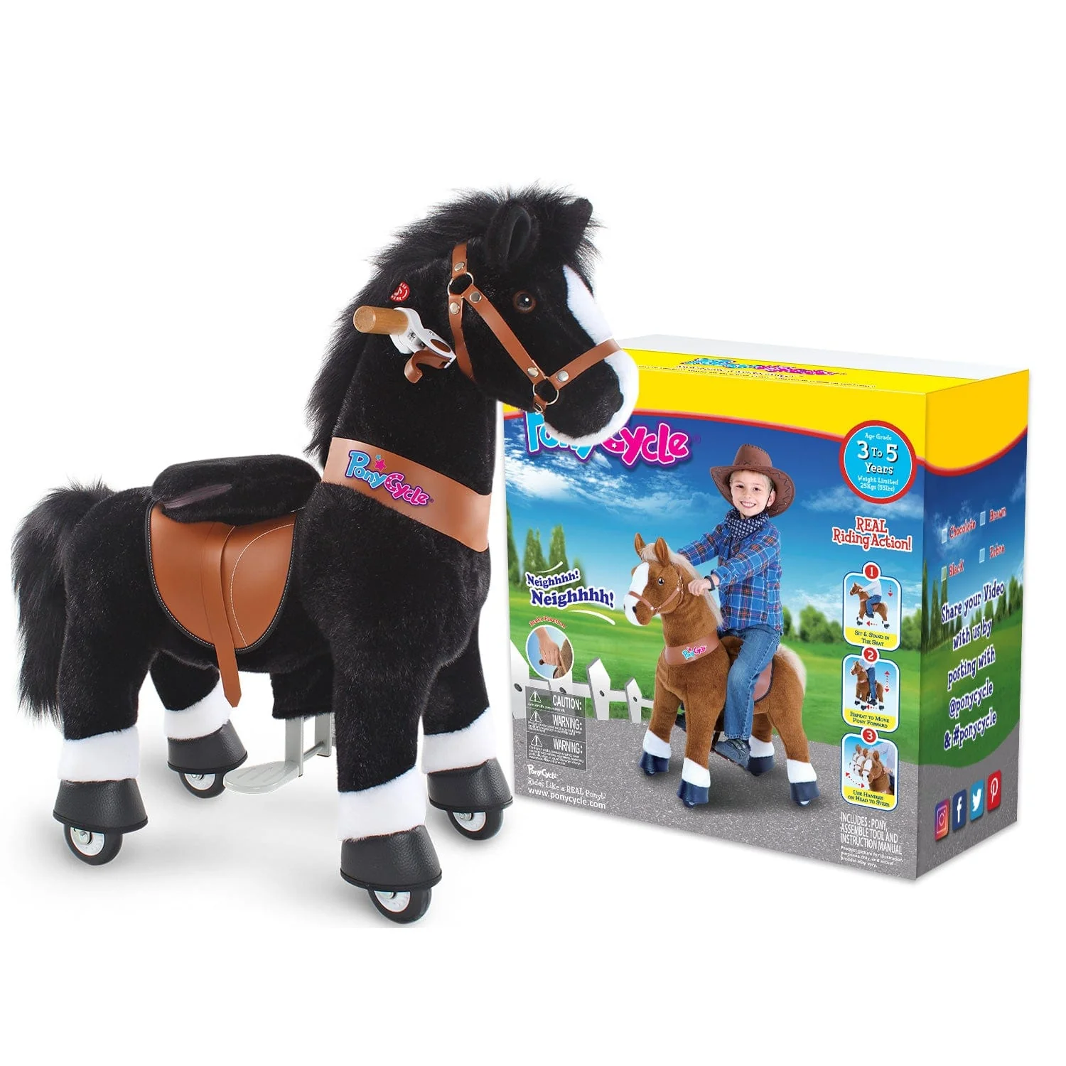 PonyCycle Ride-On Horse Age 3-5 - Black Model U - Image 8