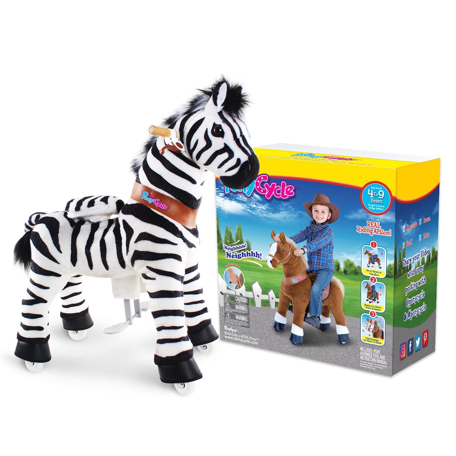 PonyCycle Ride-On Zebra Age 4-8 - Zebra Model U - Image 7