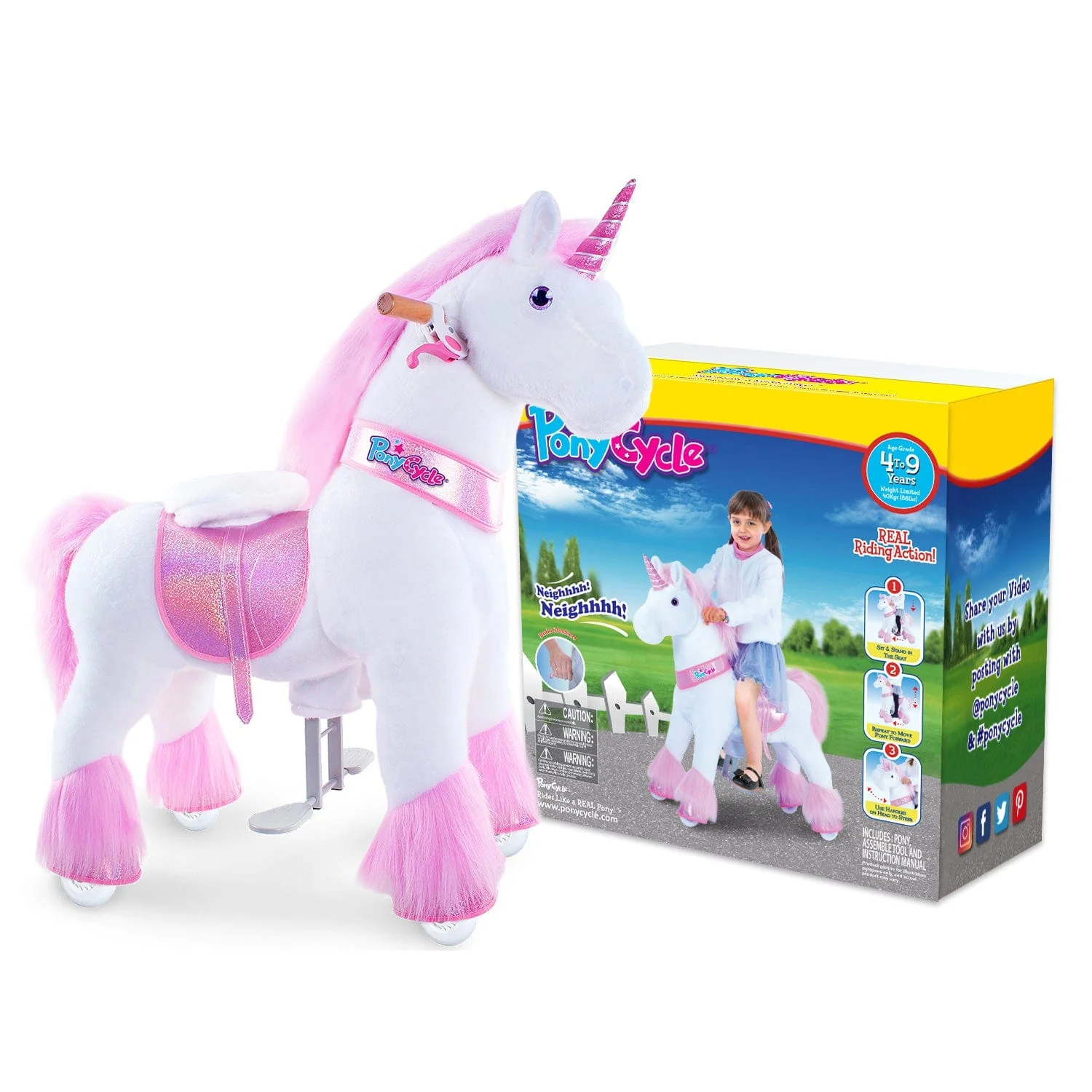PonyCycle Ride-On Unicorn Age 4-8 - Pink Model U - Image 8