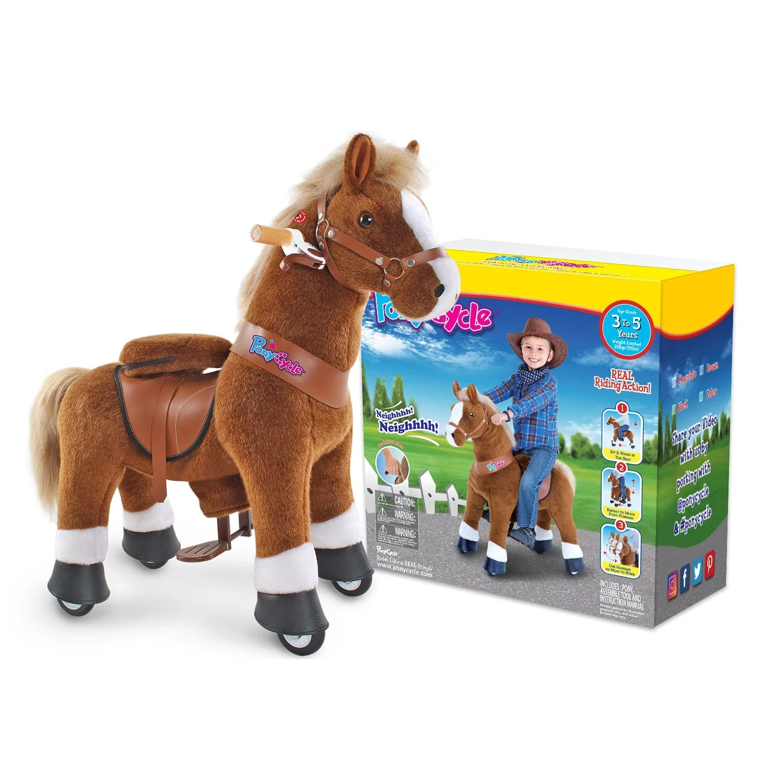 PonyCycle Ride-On Pony Age 3-5 - Brown Model U - Image 8