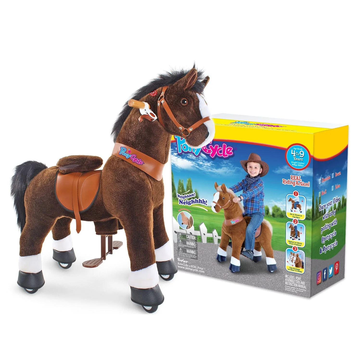 PonyCycle Ride-On Horse Age 4-8 - Chocolate Model U - Image 8