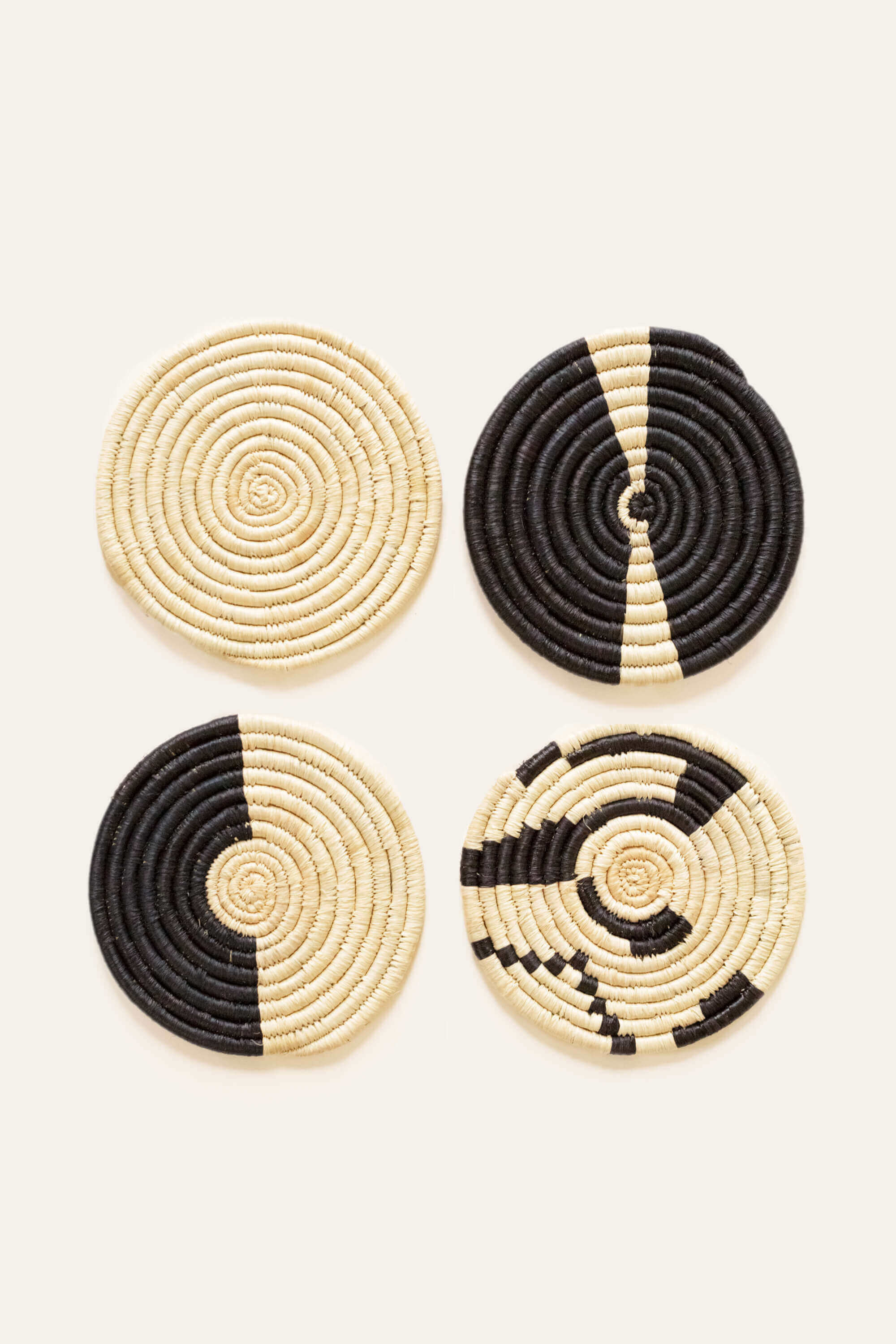 Natural & Black Mixed Set of 4 Coasters - Image 2