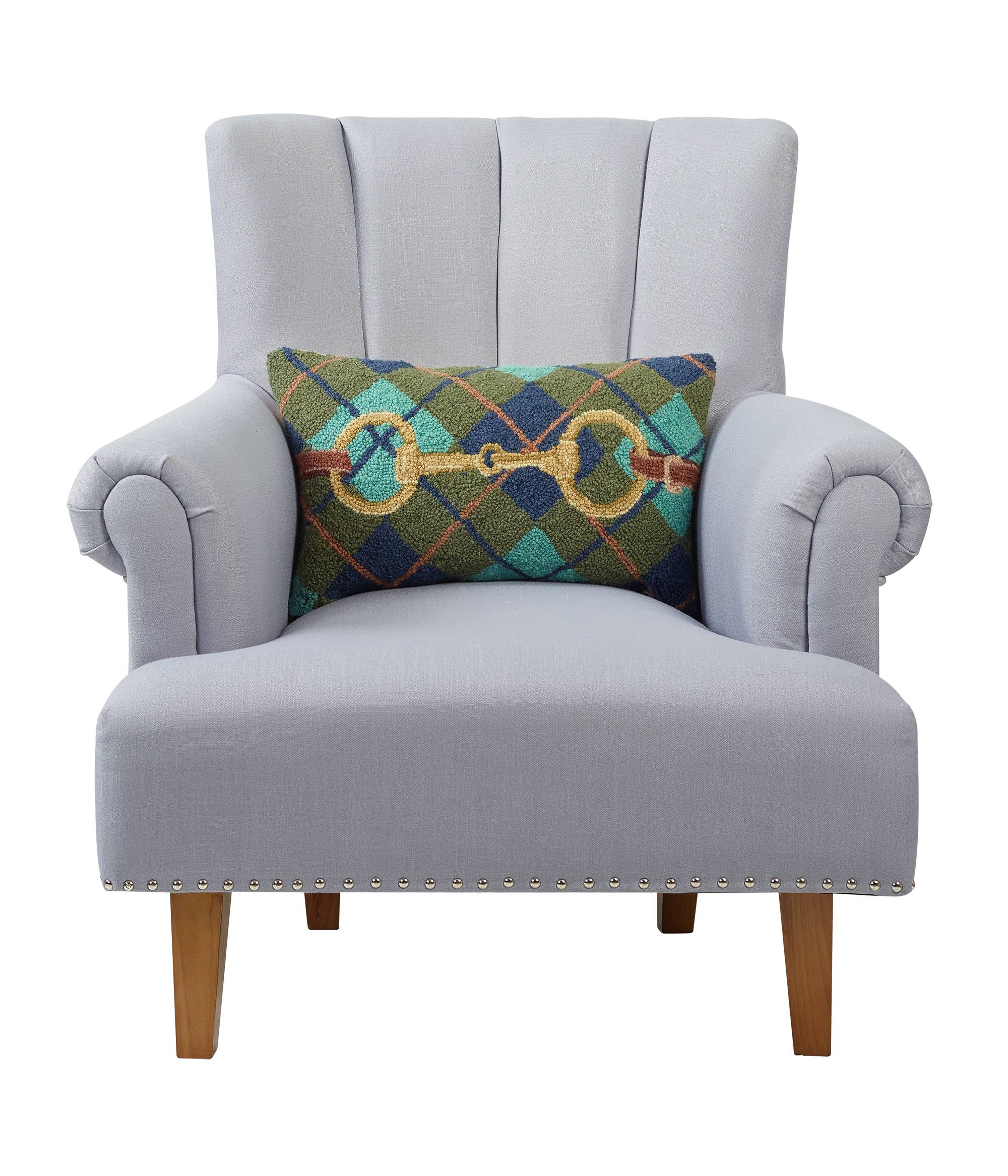 Peking Handicraft - Gingham Buckle Hook Pillow - Image 2