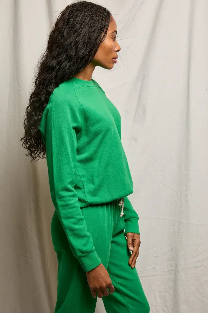 PerfectWhiteTee - Alexi French Terry Raglan Crew - Grass - Image 3