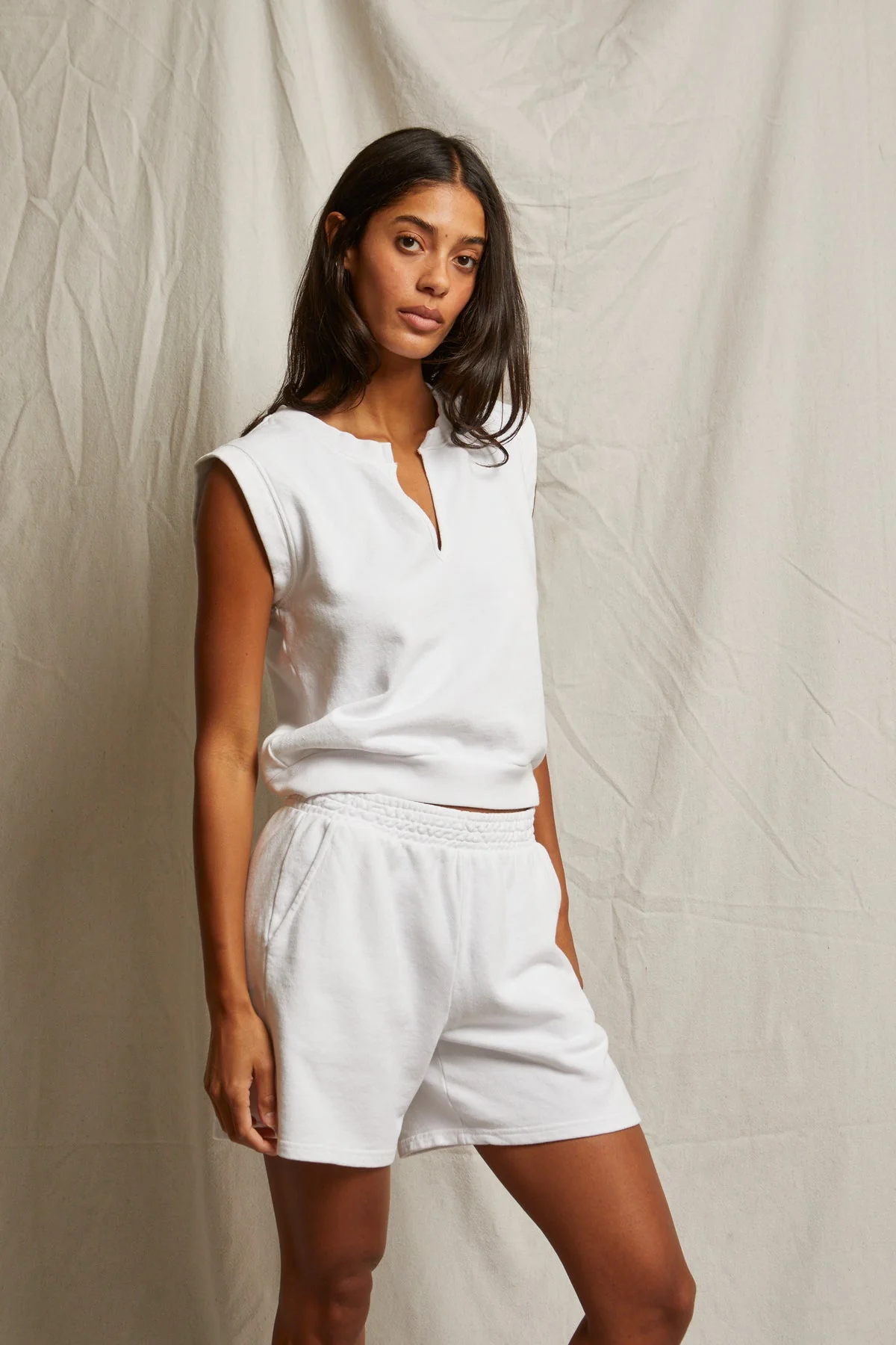 PerfectWhiteTee - Bari French Terry Sweatshort - White - Image 4