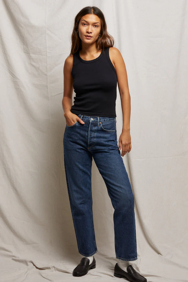 PerfectWhiteTee - Elle Ribbed Tank - True Black