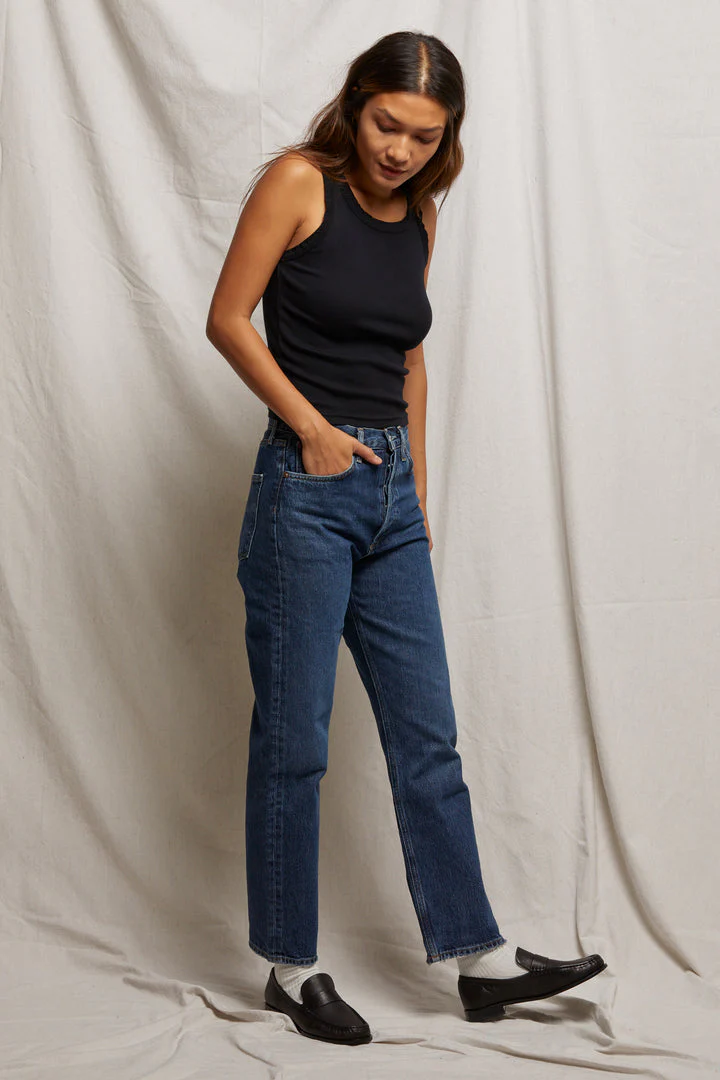 PerfectWhiteTee - Elle Ribbed Tank - True Black - Image 2