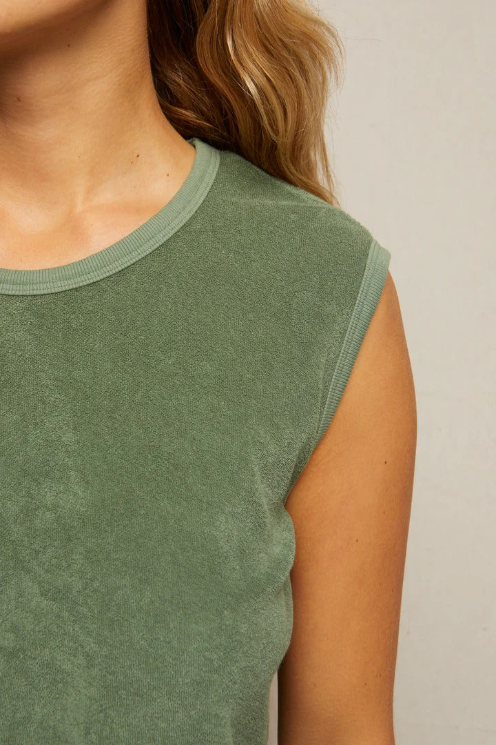 PerfectWhiteTee - Ellie Loop Terry Banded Tank Top - Aloe - Image 6