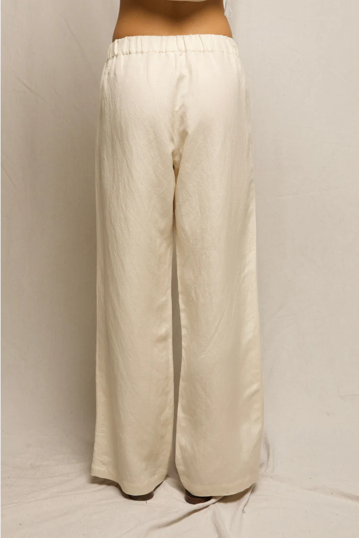 PerfectWhiteTee - Georgette Linen Pull-On Pant - Sugar - Image 4