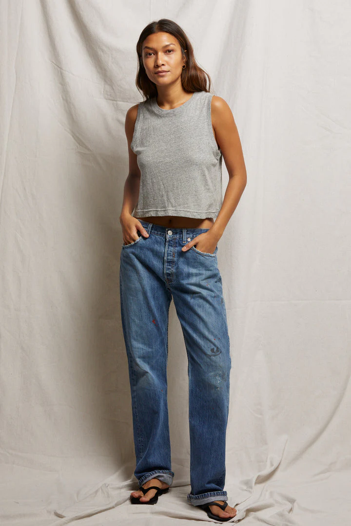 PerfectWhiteTee - Gracie Cotton Tank - Heather Grey