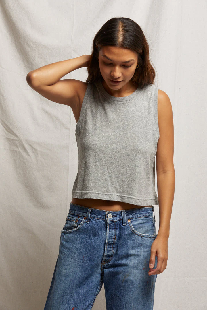 PerfectWhiteTee - Gracie Cotton Tank - Heather Grey - Image 3