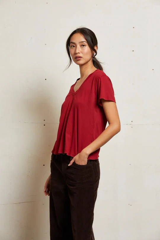 PerfectWhiteTee - Hendrix Boxy V Neck Tee - Maple - Image 3