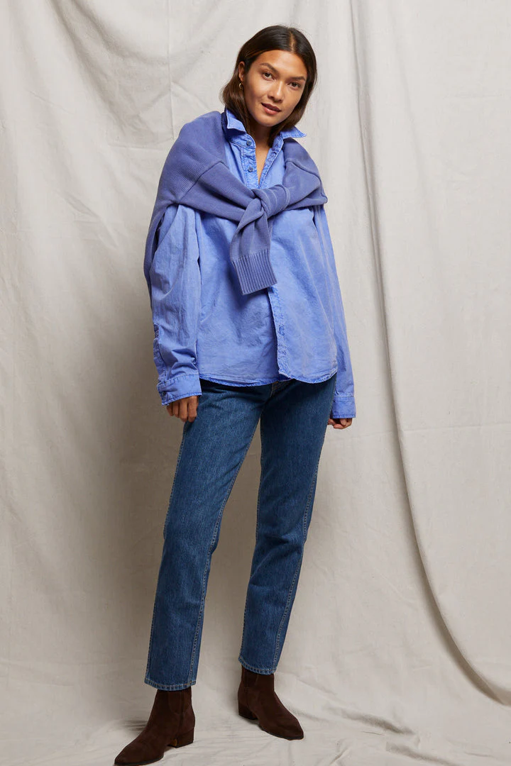 PerfectWhiteTee - James Poplin Button Down - Violet Blue - Image 4
