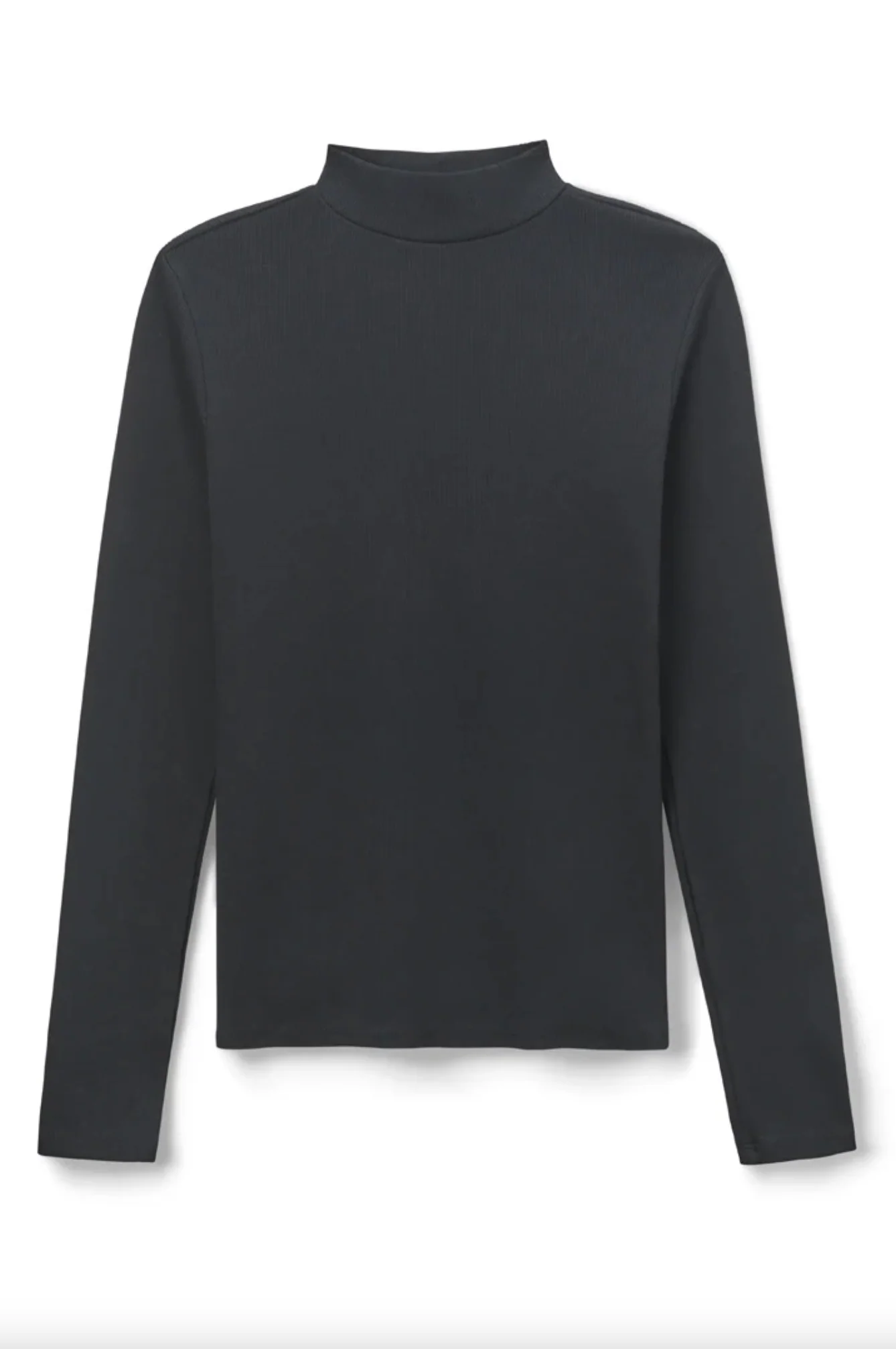PerfectWhiteTee - Lauryn Rib Mock Neck Long Sleeve - True Black - Image 5