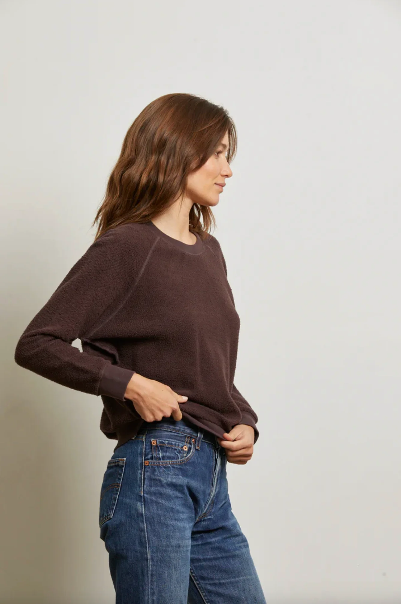 PerfectWhiteTee - Ziggy Reverse Fleece Crew Sweatshirt - Cocoa - Image 3