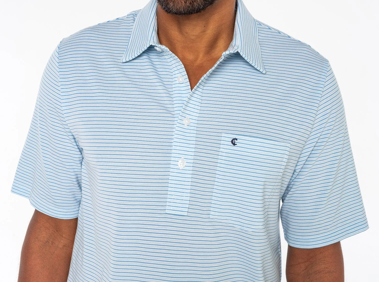 Criquet - Performance Players Shirt - Hobby Stripe - Aqua/Blue - Image 2