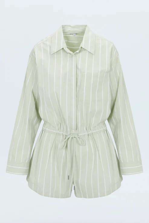 Pistola - Amelie Long Sleeve Romper - Pistachio Stripe - Image 3