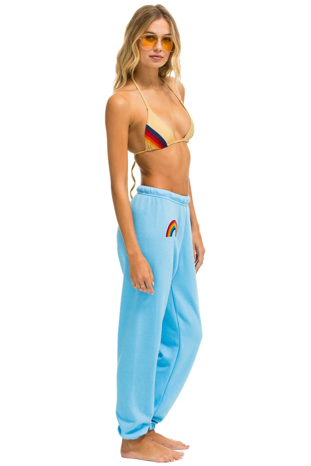 Aviator Nation - Rainbow Embroidery Sweatpants - Sky - Image 4