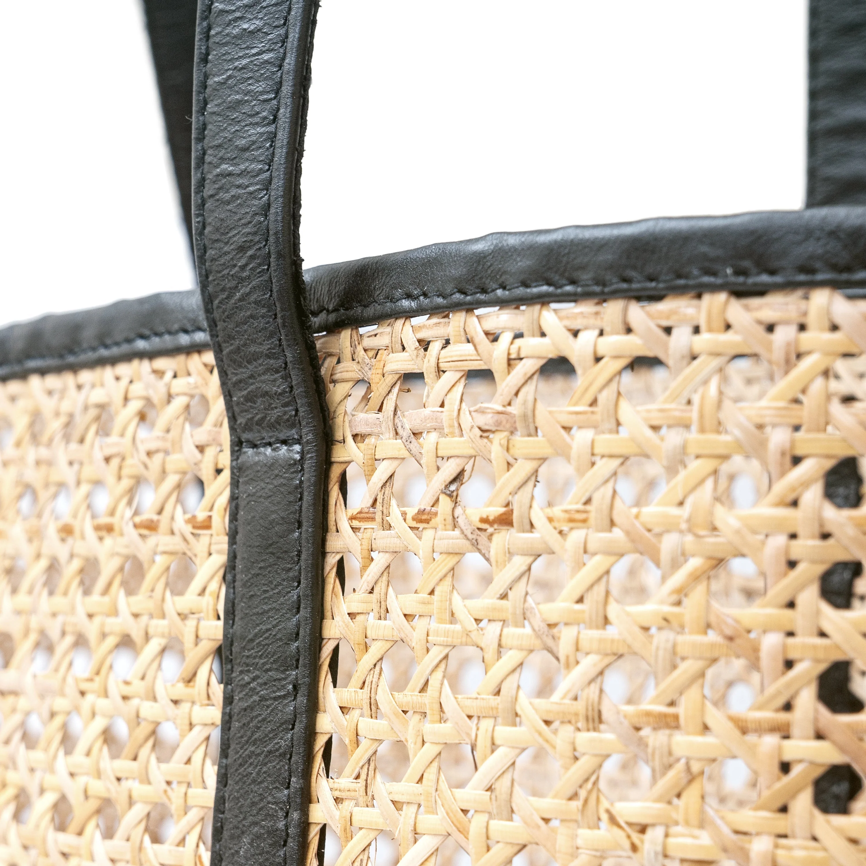 Rattan and Leather Carry All Tote - Image 11