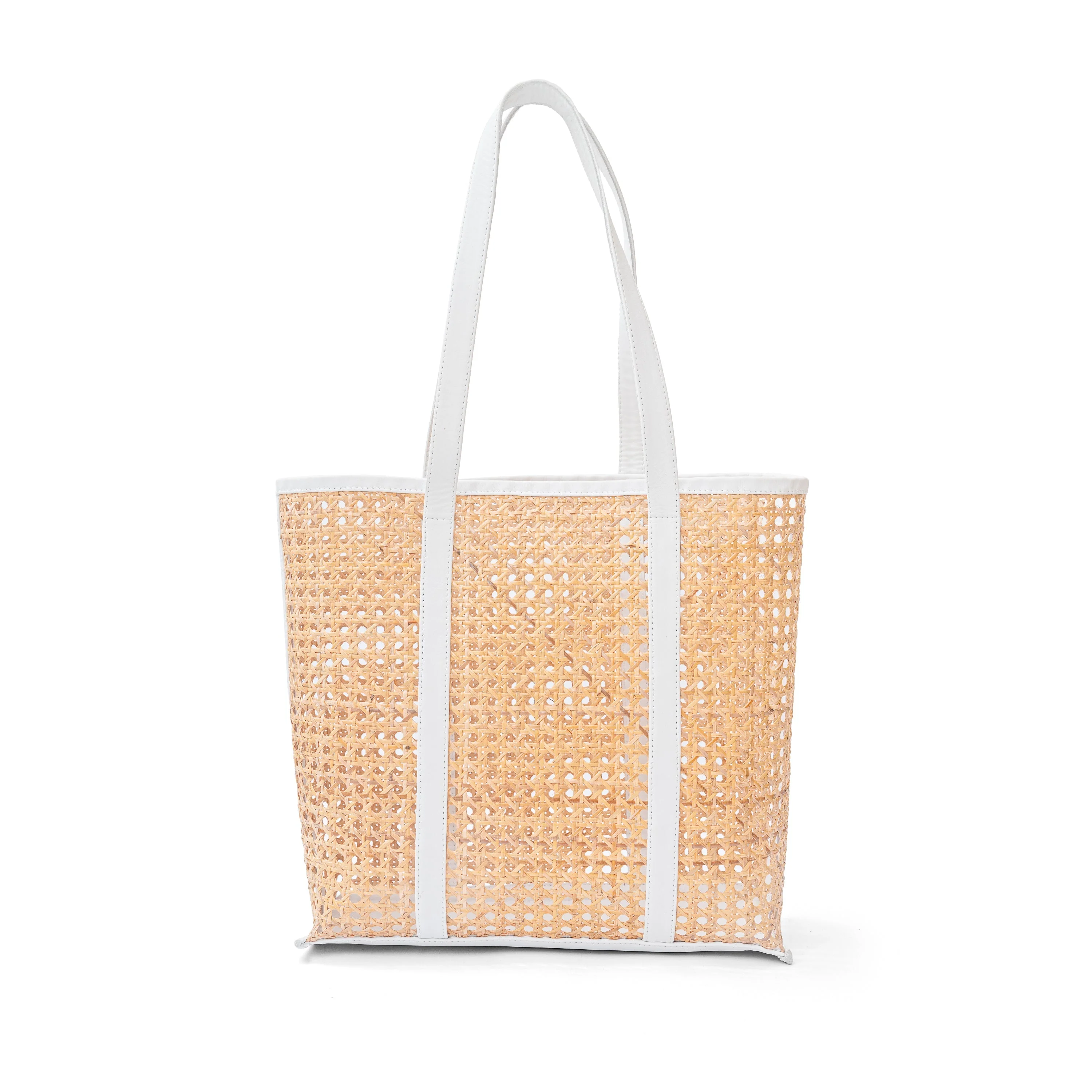 Rattan and Leather Carry All Tote - Image 2