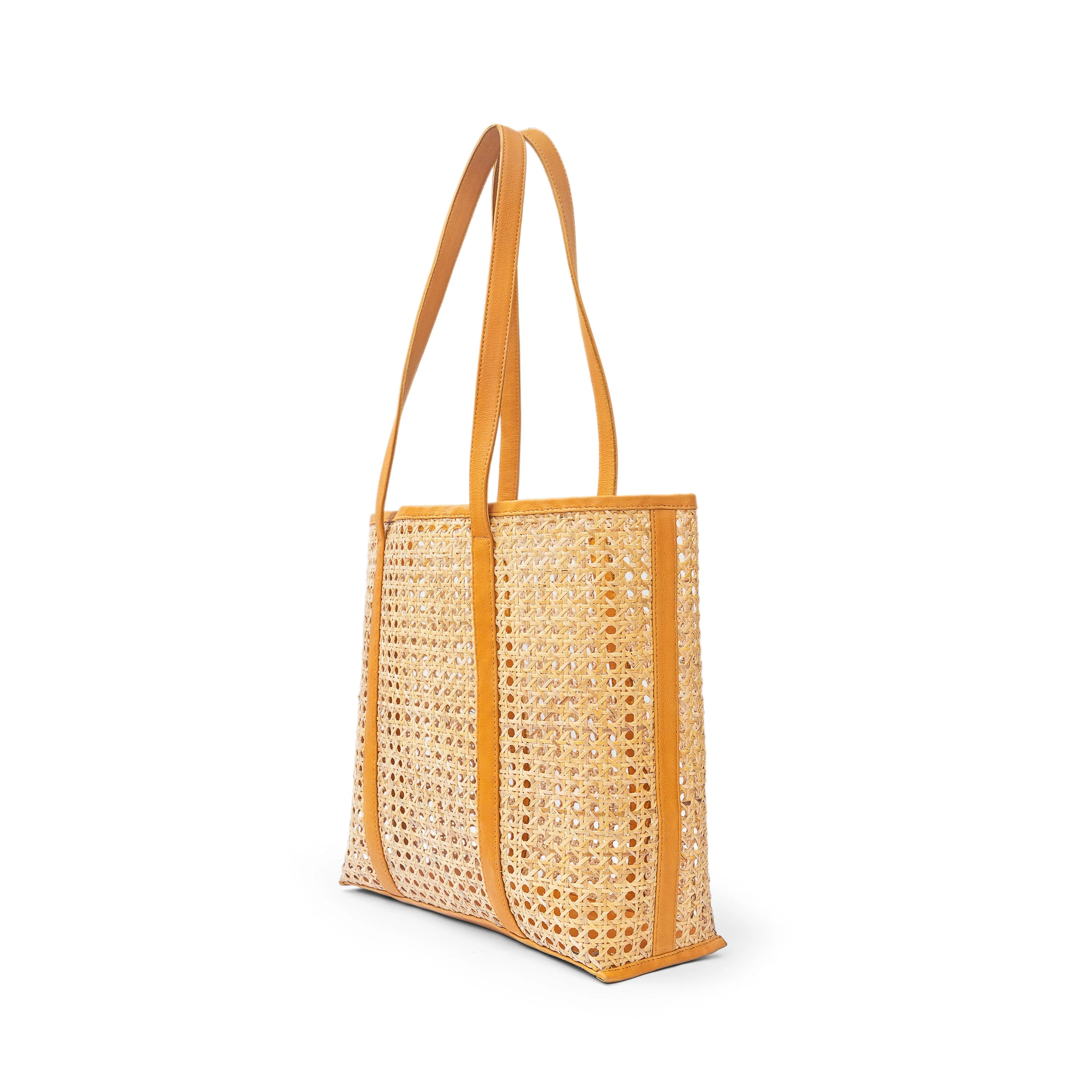 Rattan and Leather Carry All Tote - Image 4