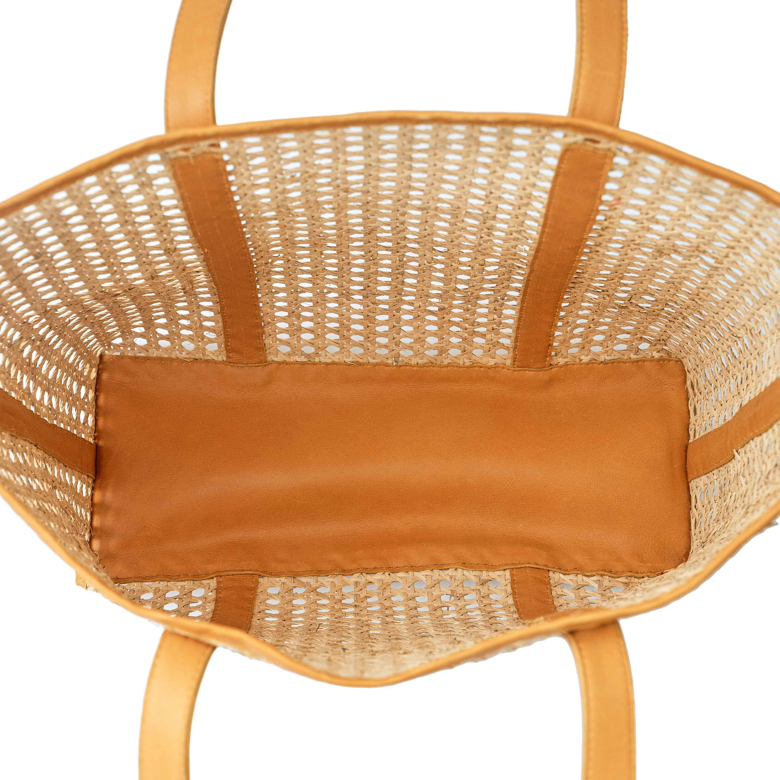 Rattan and Leather Carry All Tote - Image 5