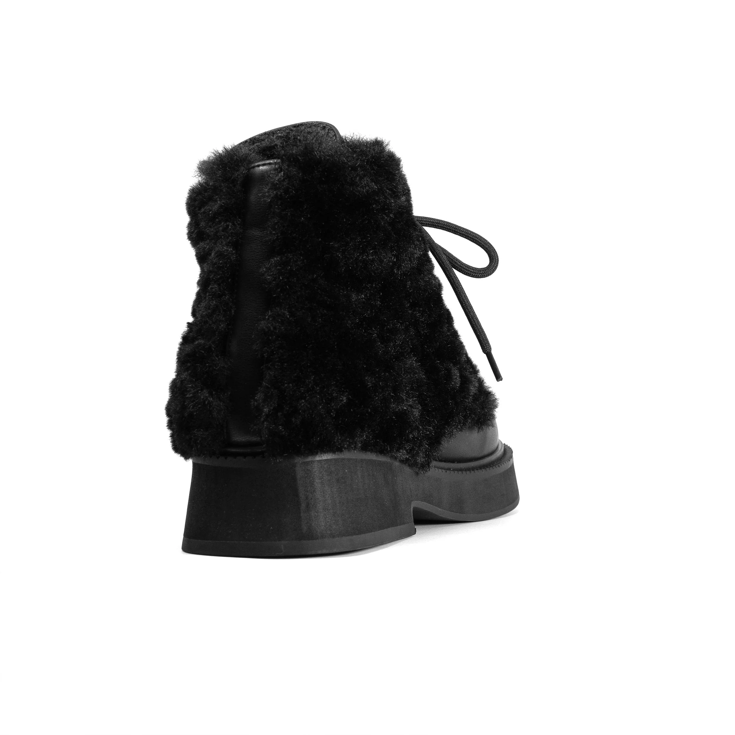 ROAM - Cloud Moto Lace-Up Boot Vegan Leather & Shearling - Black - Image 15