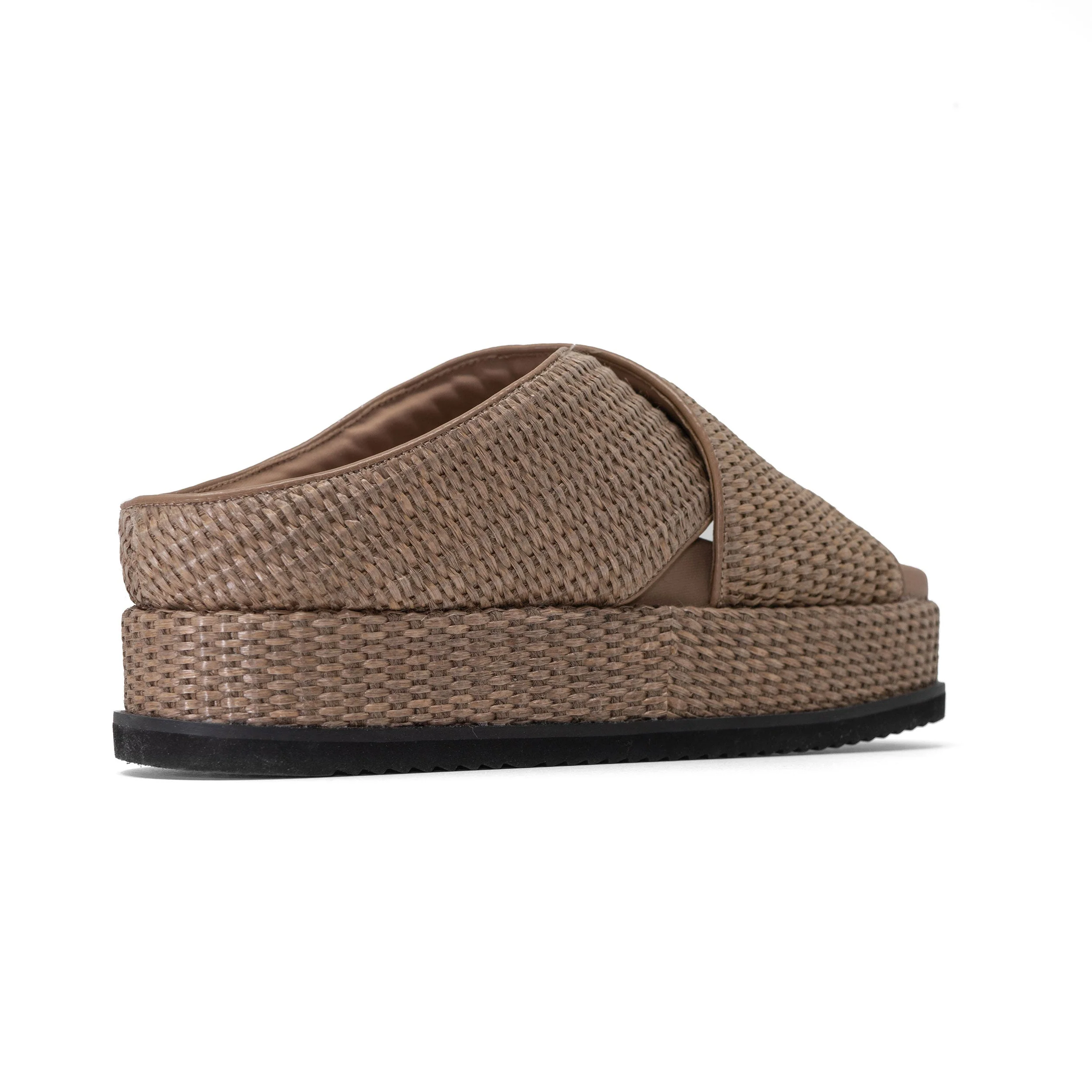 ROAM - Cross Stack Raffia Platform Sandals - Natural - Image 15