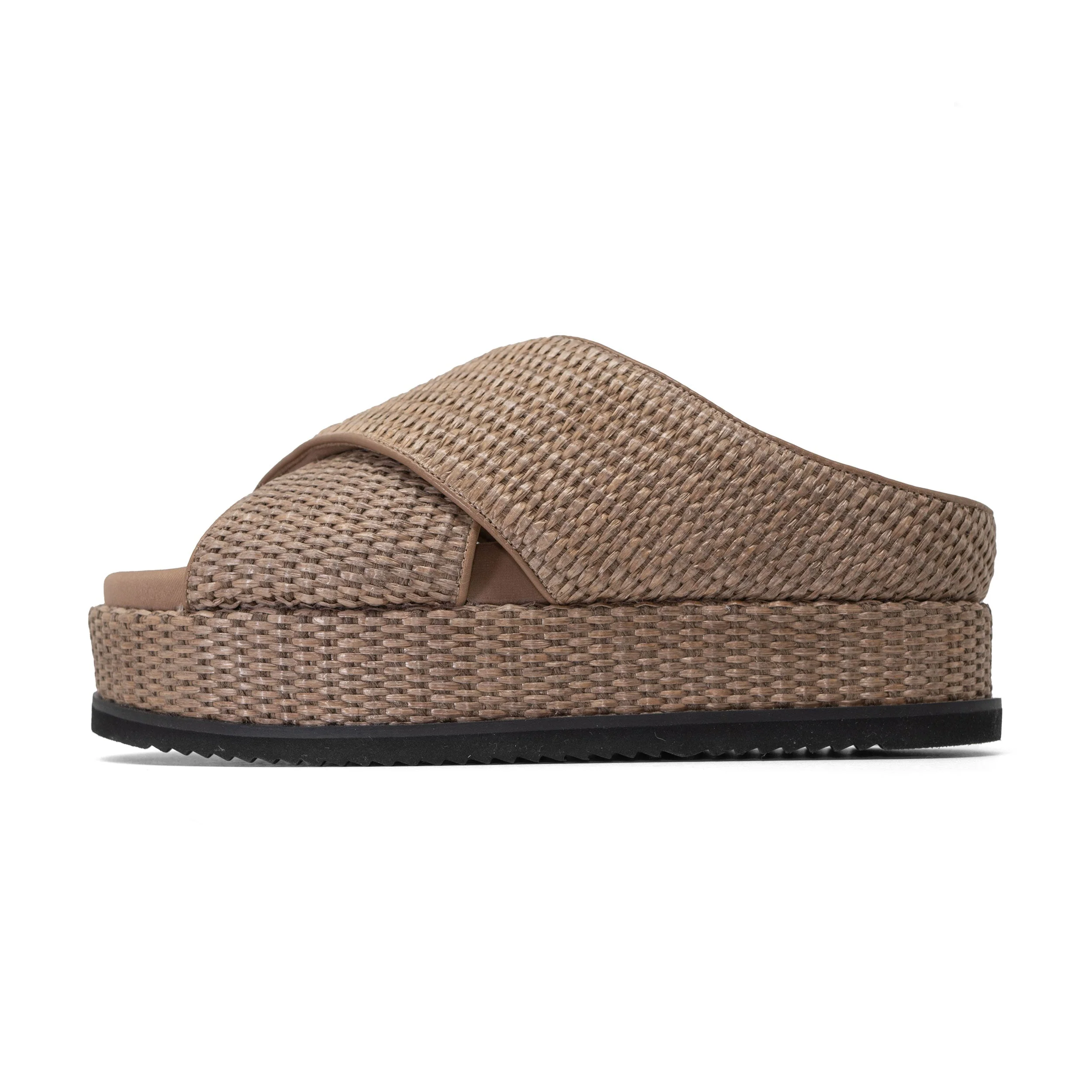 ROAM - Cross Stack Raffia Platform Sandals - Natural - Image 2