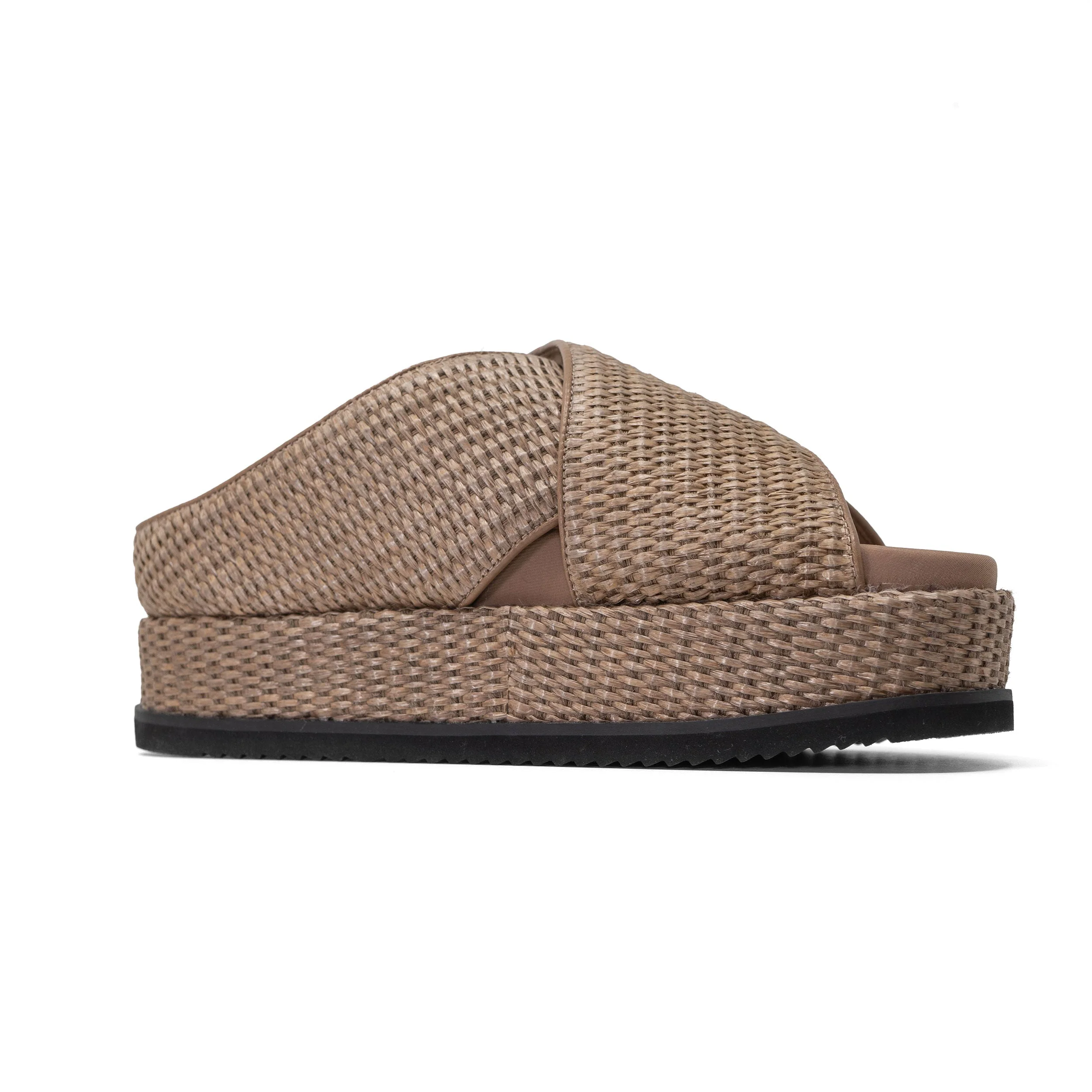 ROAM - Cross Stack Raffia Platform Sandals - Natural - Image 20