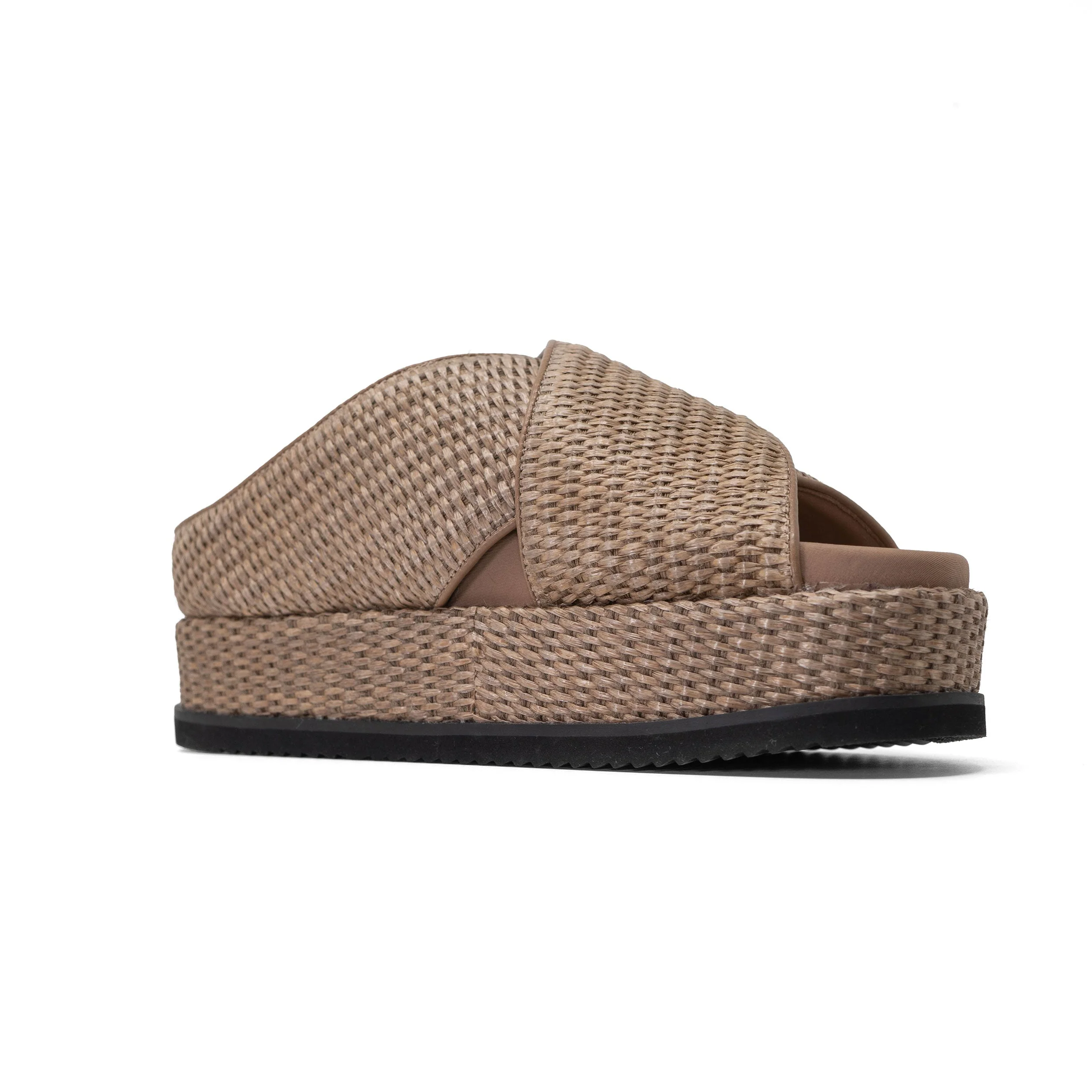 ROAM - Cross Stack Raffia Platform Sandals - Natural - Image 21