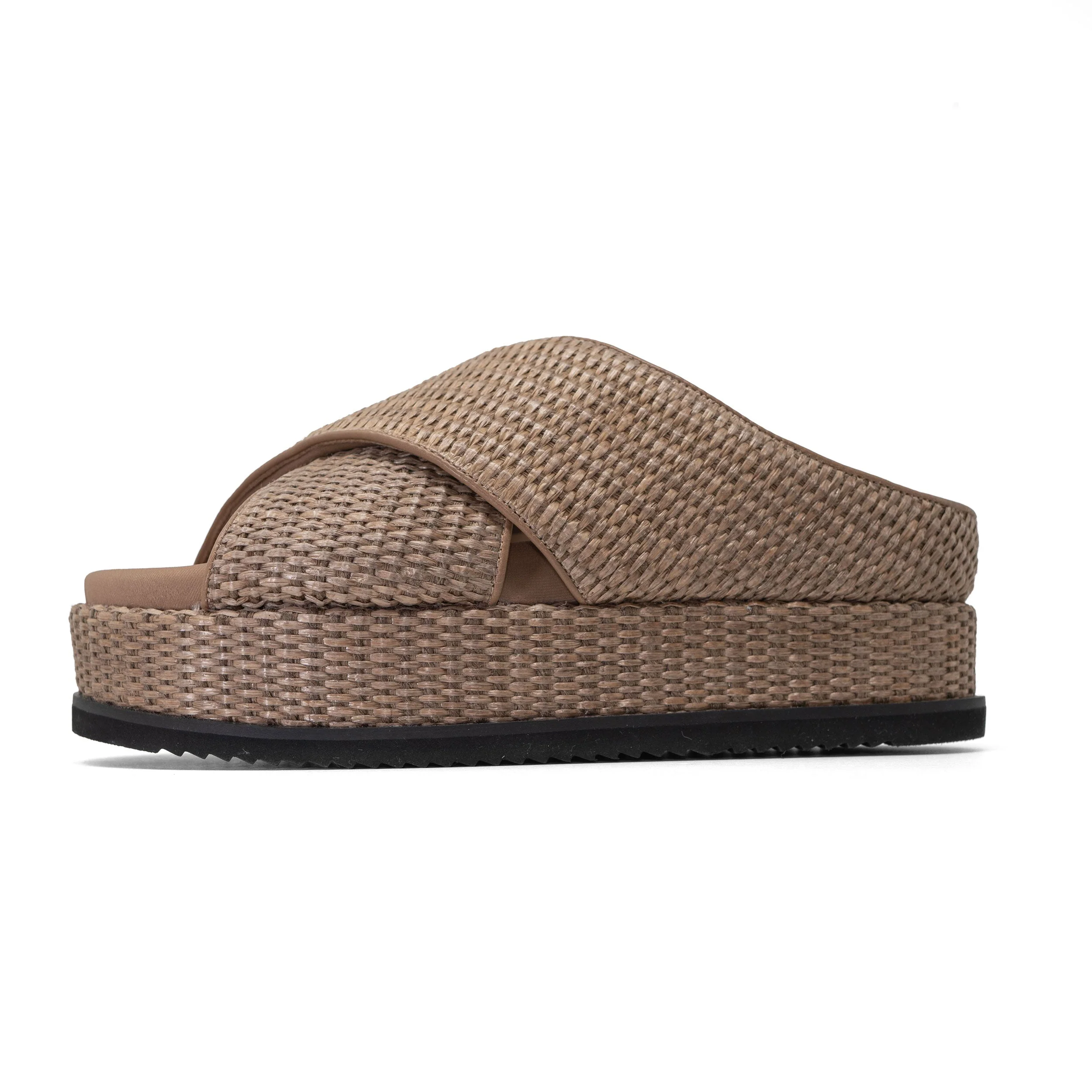 ROAM - Cross Stack Raffia Platform Sandals - Natural - Image 33