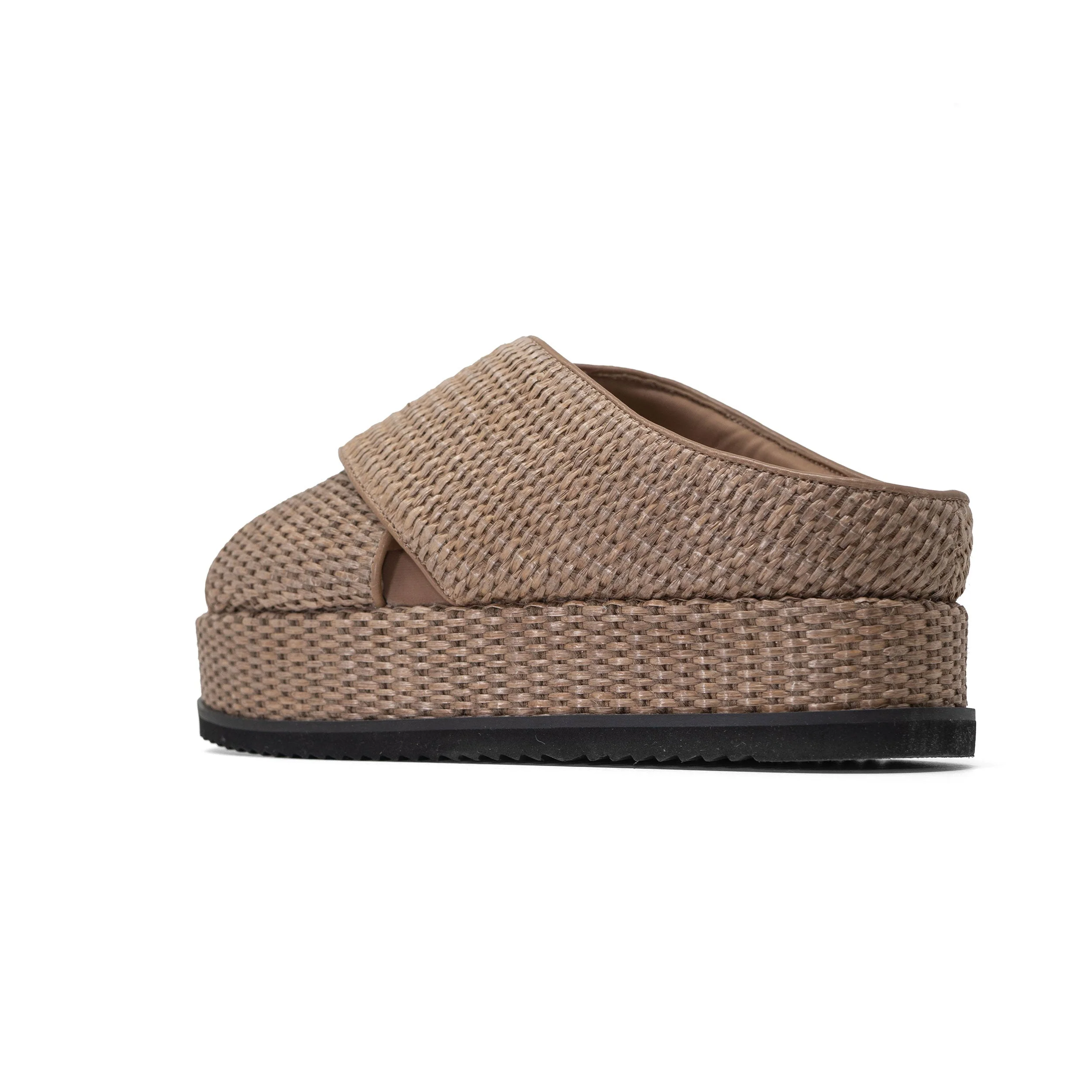 ROAM - Cross Stack Raffia Platform Sandals - Natural - Image 6
