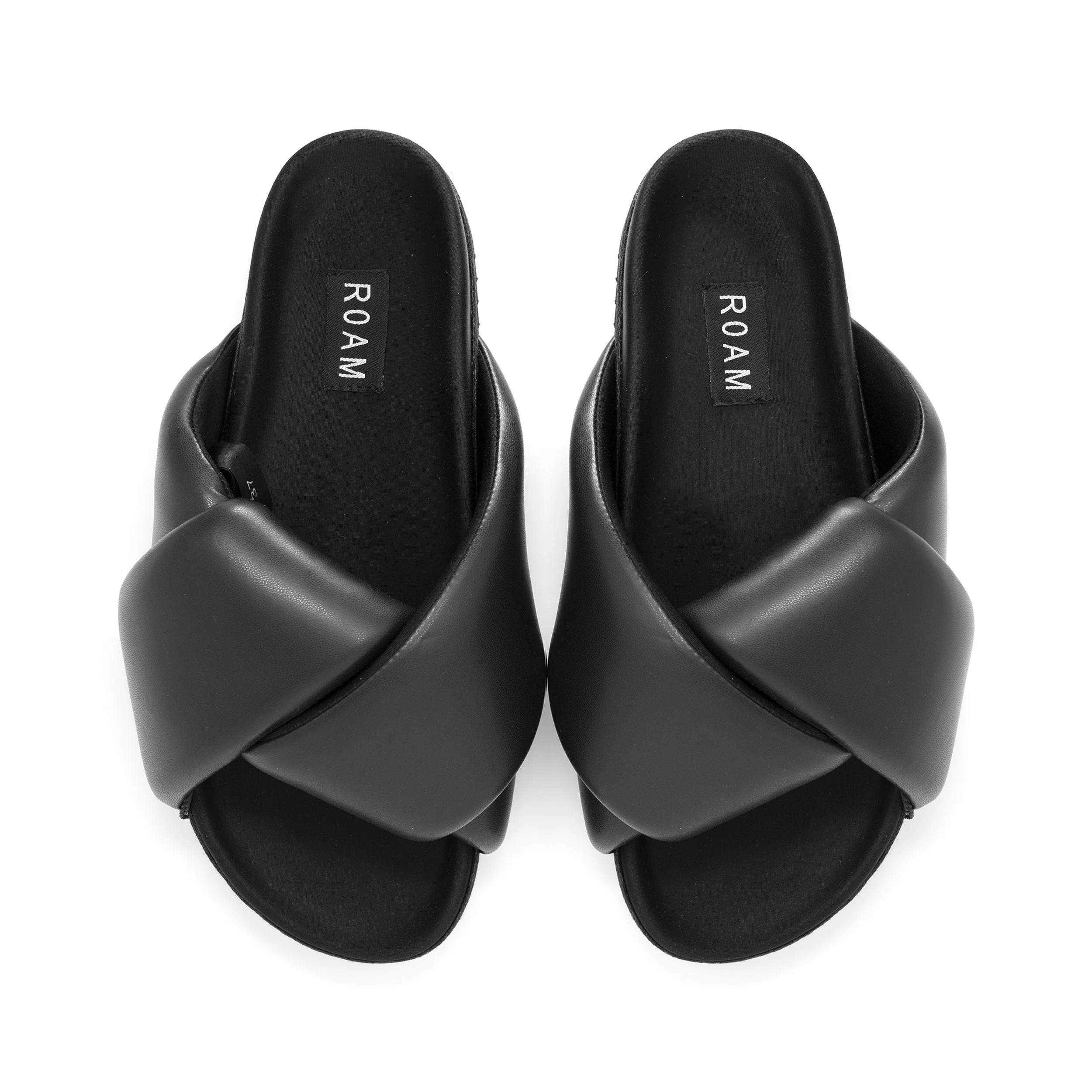 ROAM - Foldy Puffy Sandals Black - Vegan Leather