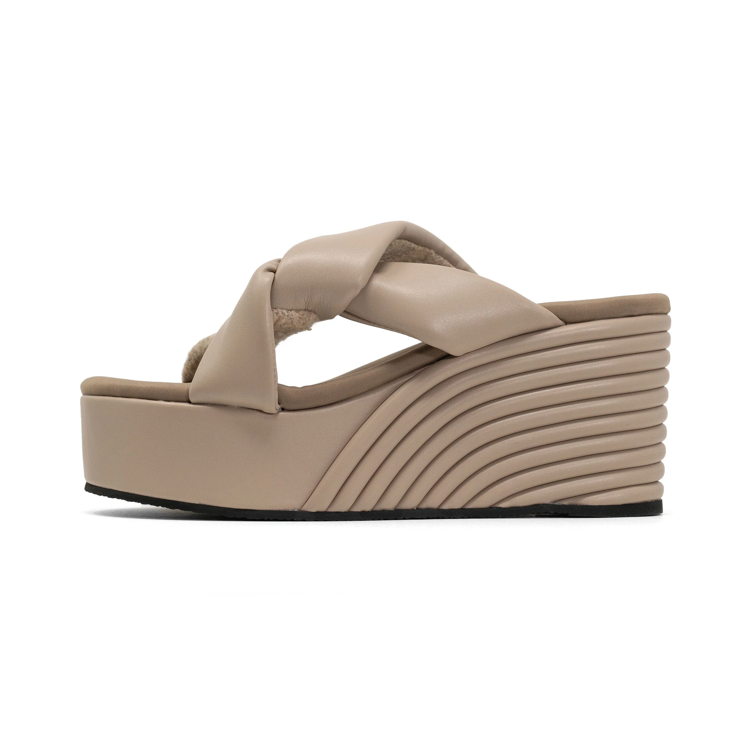 ROAM - Side Slip Mid Strata Platform Wedge Vegan Leather - Oyster