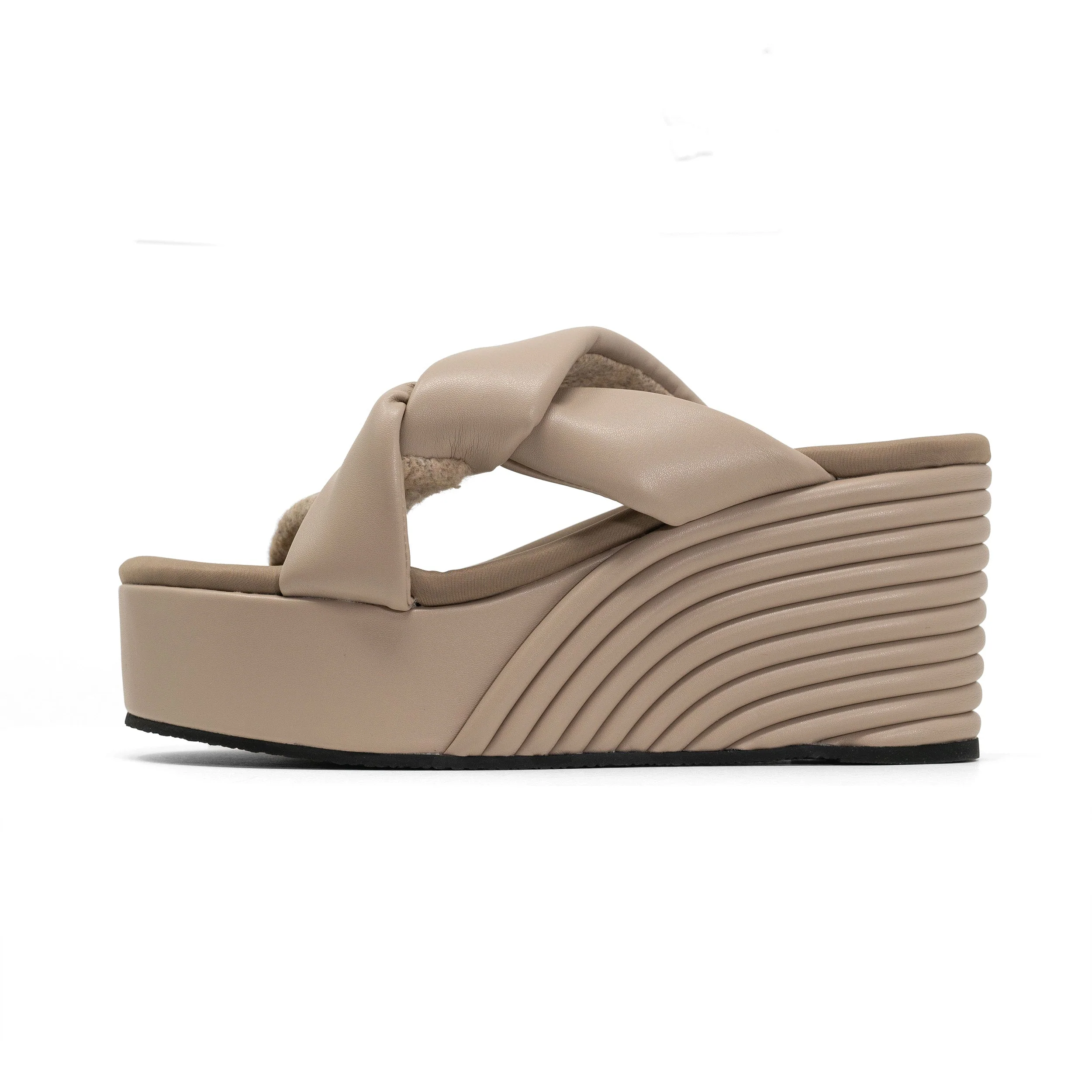 ROAM - Side Slip Mid Strata Platform Wedge Vegan Leather - Oyster - Image 3