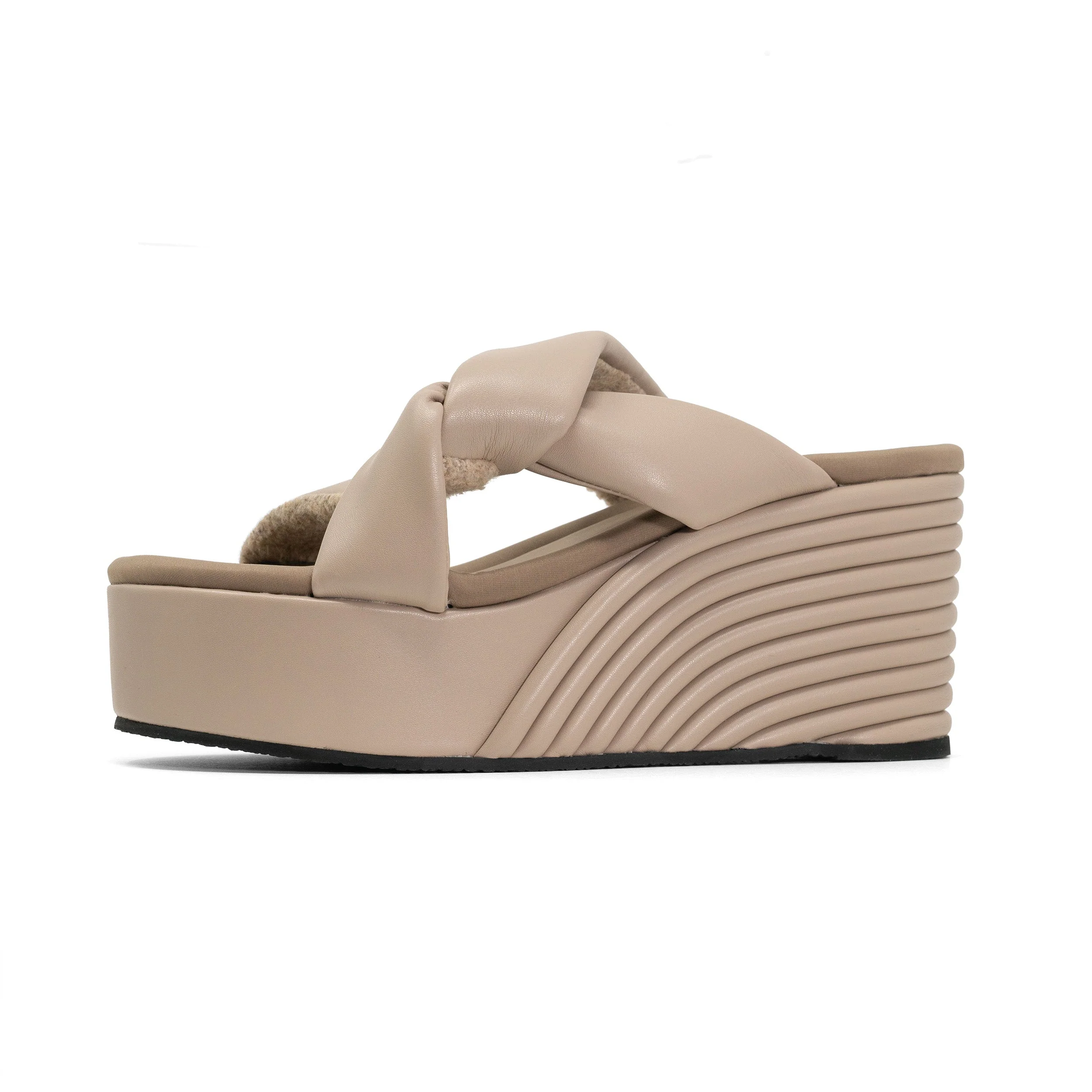ROAM - Side Slip Mid Strata Platform Wedge Vegan Leather - Oyster - Image 34