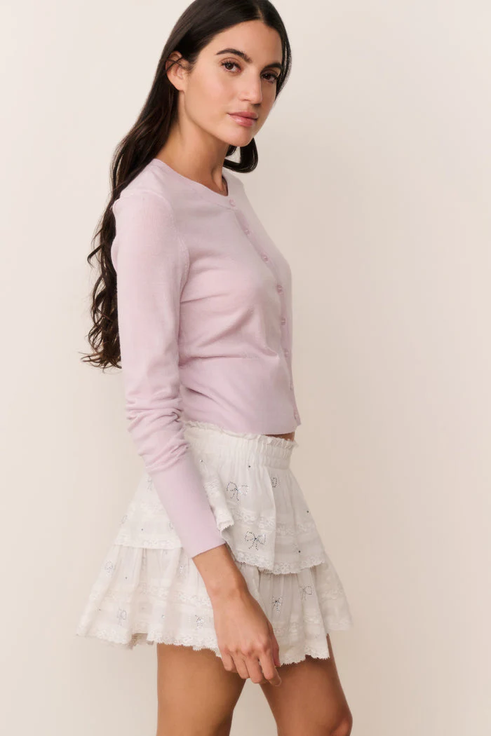 LoveShackFancy - Ruffle Mini Crystal Bow Skirt - White - Image 2