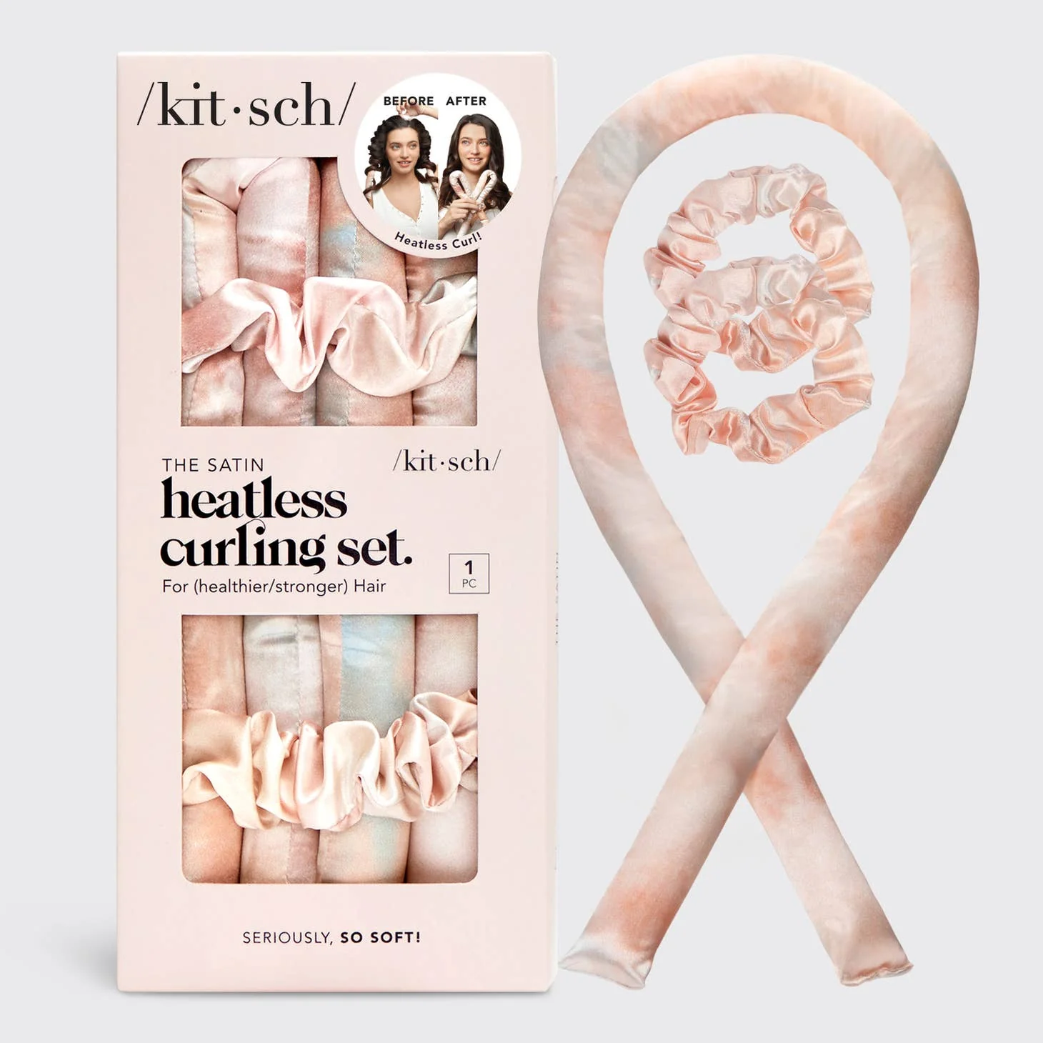 KITSCH - Satin Heatless Curling Set - Sunset Tie Die