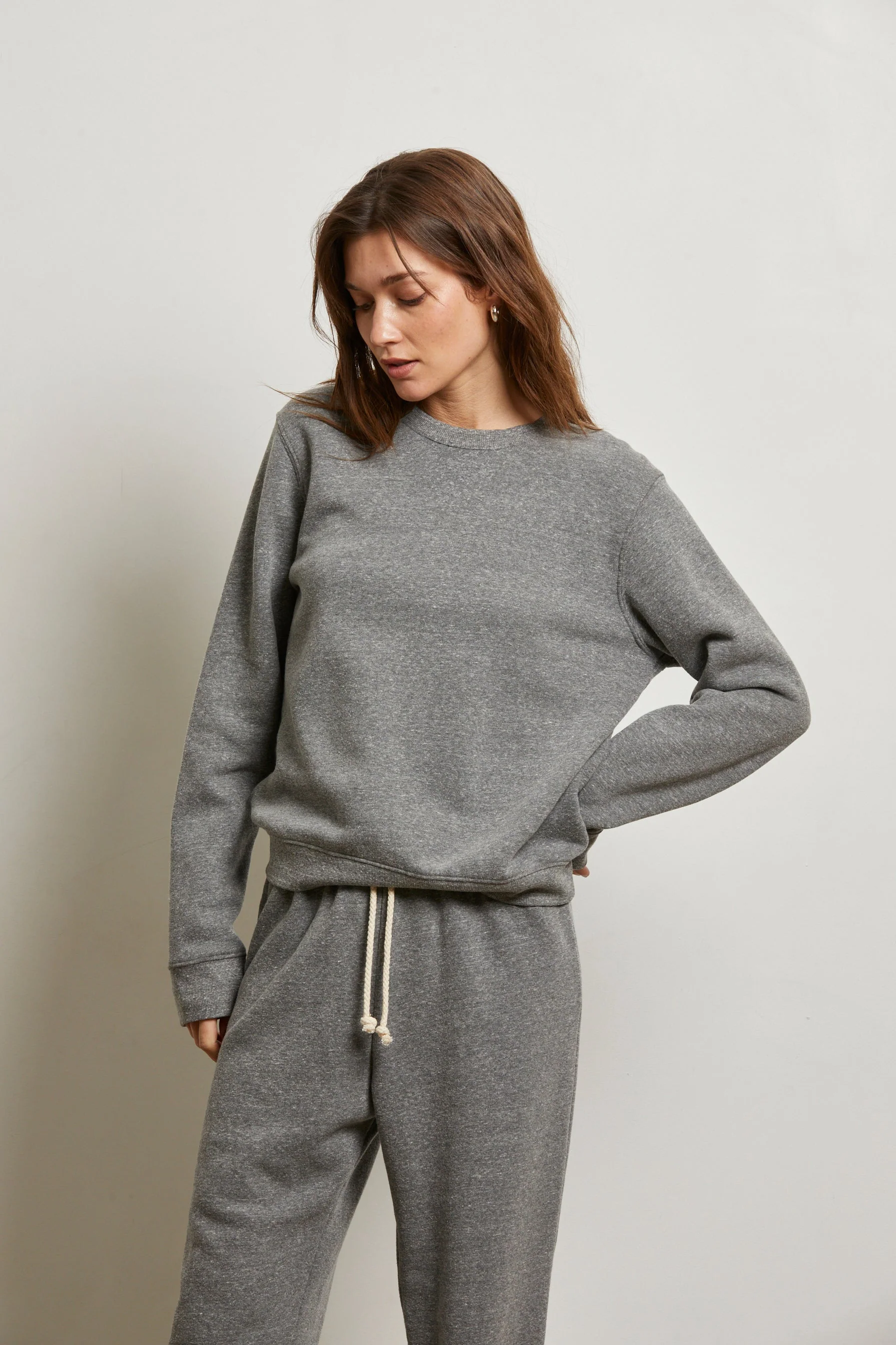 PerfectWhiteTee - Scarlett Fleece Long Sleeve Sweatshirt - Dark Heather Grey - Image 6