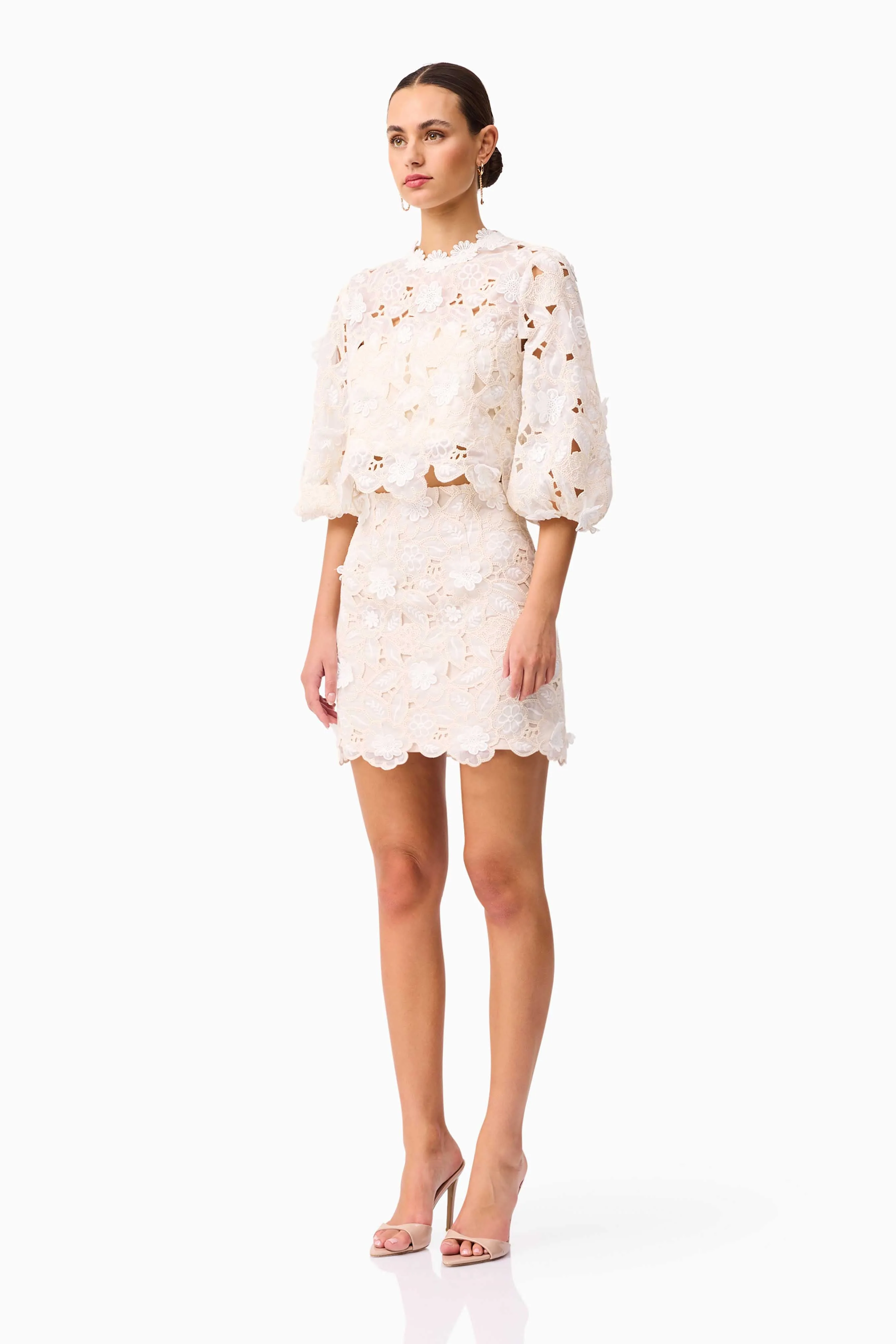 Elliatt - Sienna Top & Mini Skirt Set - Cream - Image 3