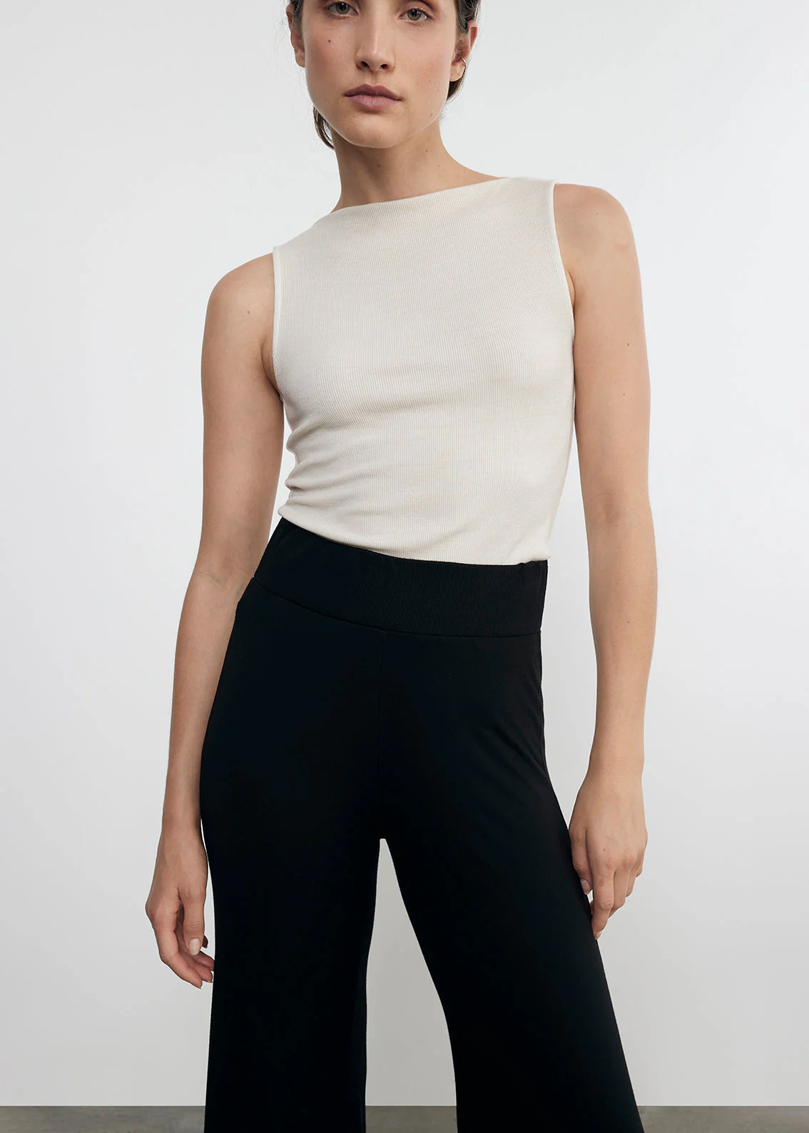Enza Costa - Silk Rib Sleeveless Boatneck - Canvas - Image 5