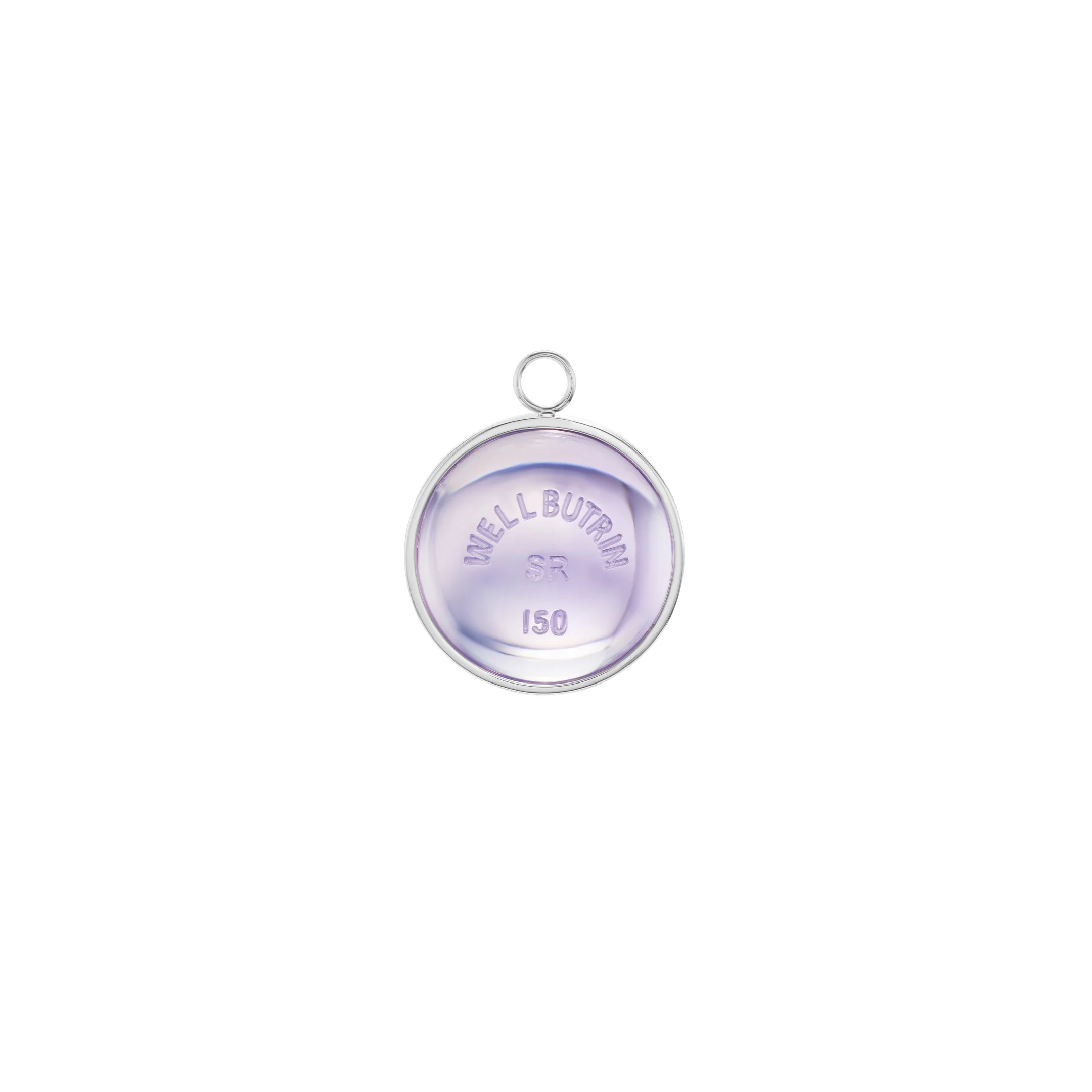 Silver Domed Lavender Quartz Wellbutrin Pendant - Image 2